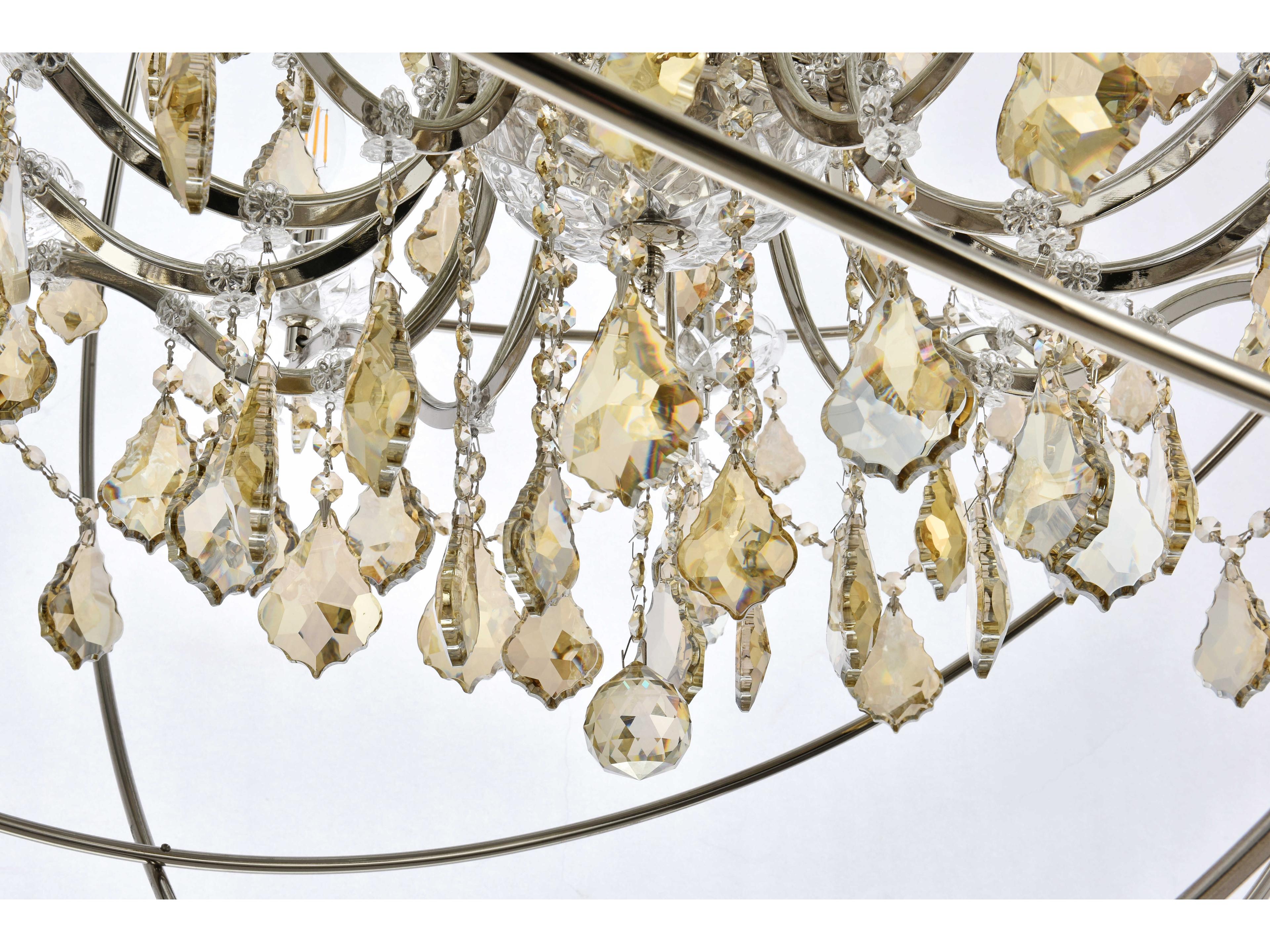 Elegant Lighting Geneva 18-Light Polished Nickel Crystal Candelabra Chandelier