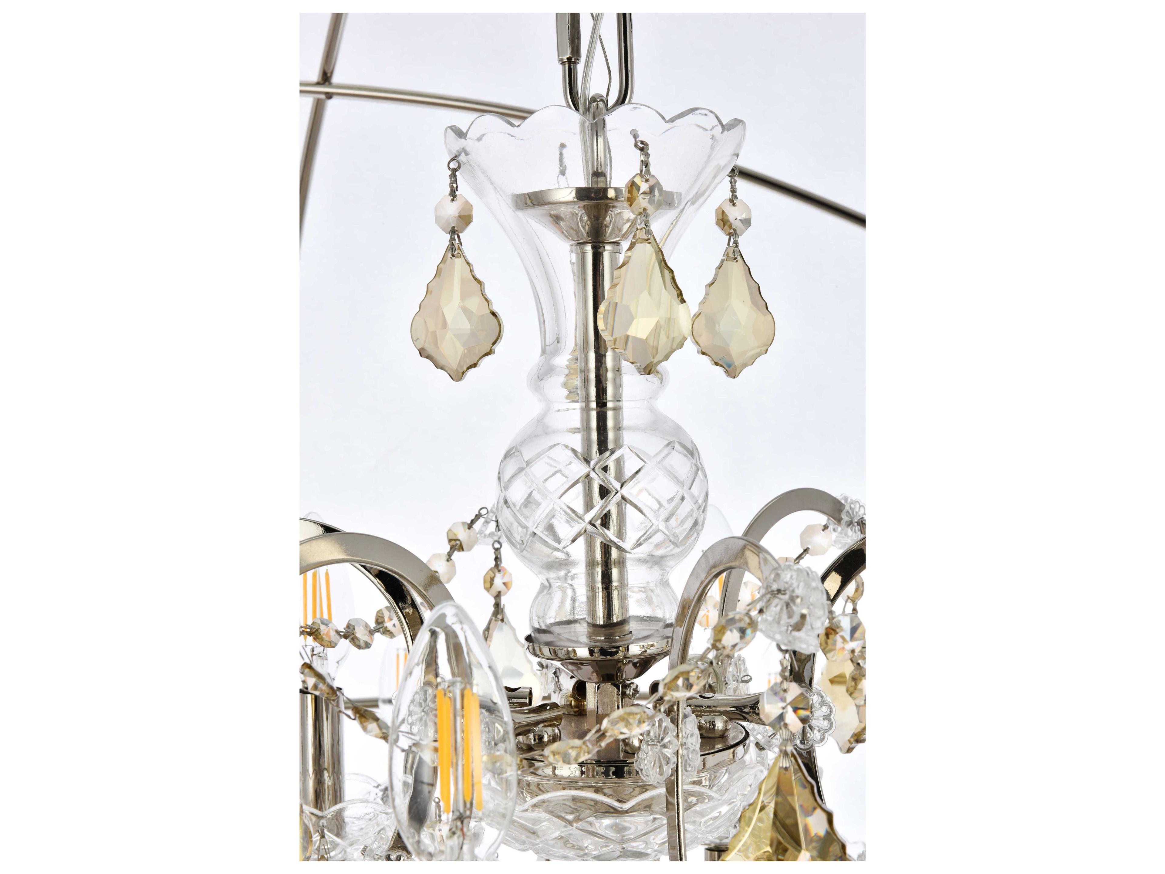 Elegant Lighting Geneva 18-Light Polished Nickel Crystal Candelabra Chandelier