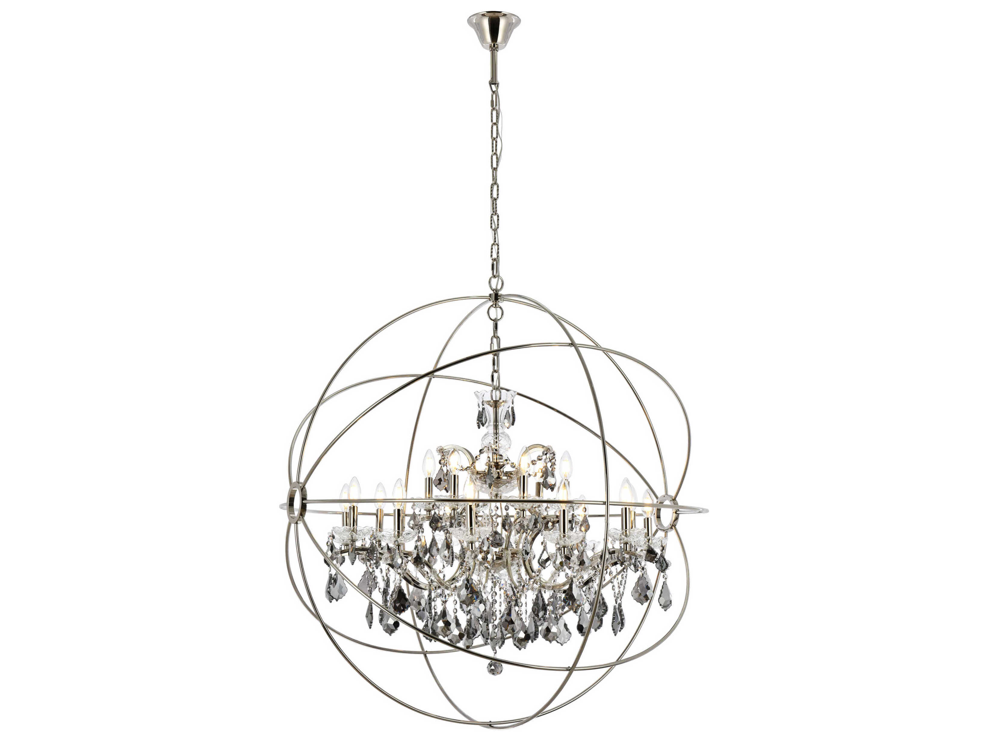 Elegant Lighting Geneva 18-Light Polished Nickel Crystal Candelabra Chandelier
