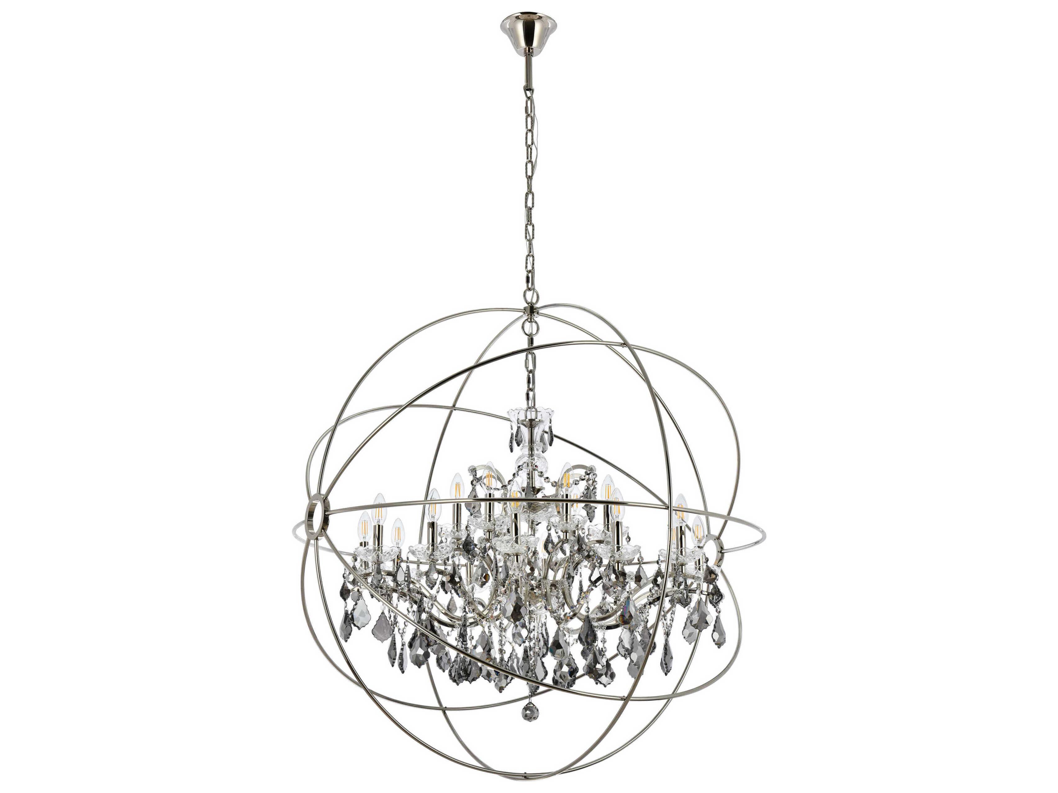Elegant Lighting Geneva 18-Light Polished Nickel Crystal Candelabra Chandelier
