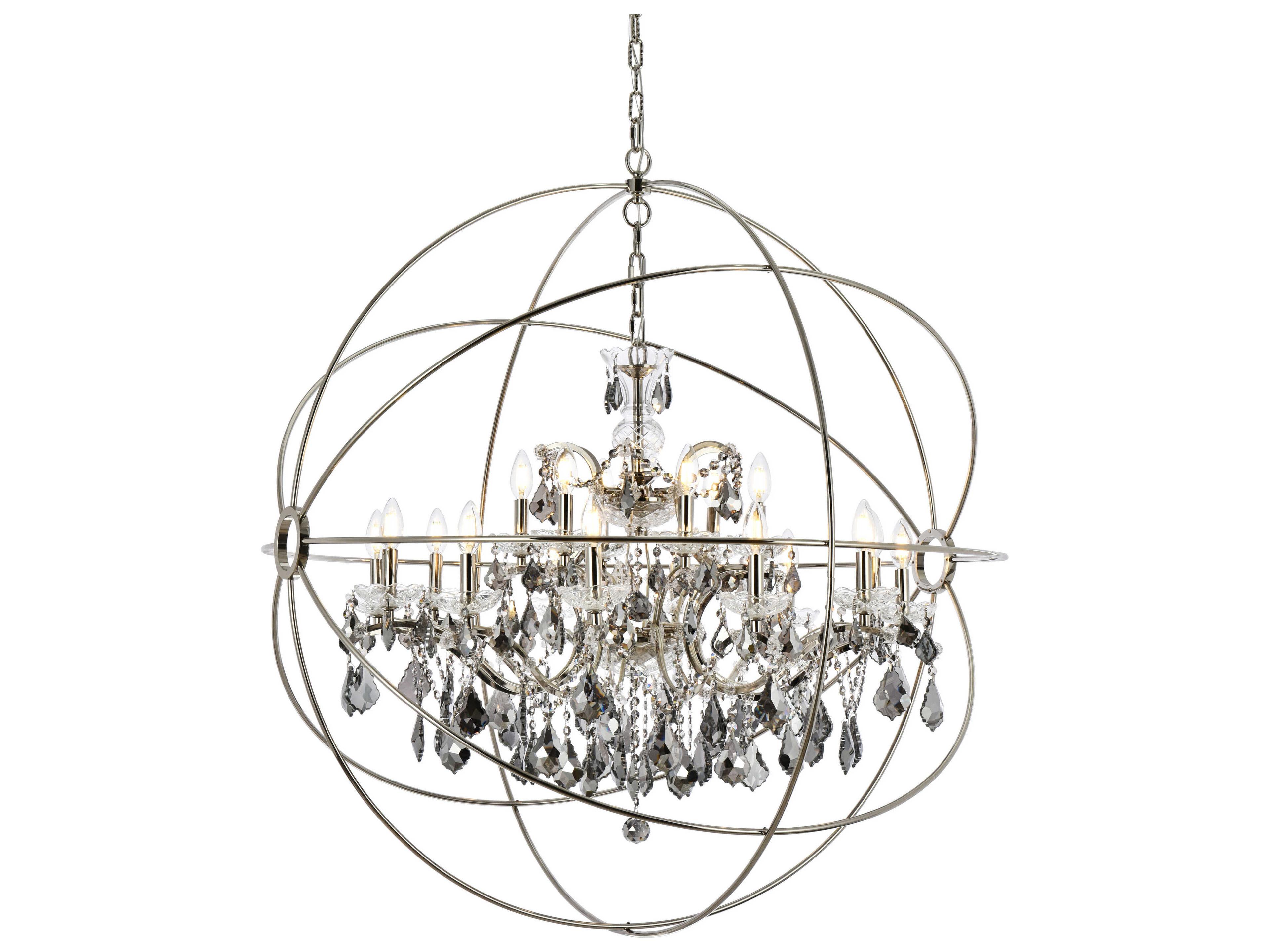 Elegant Lighting Geneva 18-Light Polished Nickel Crystal Candelabra Chandelier