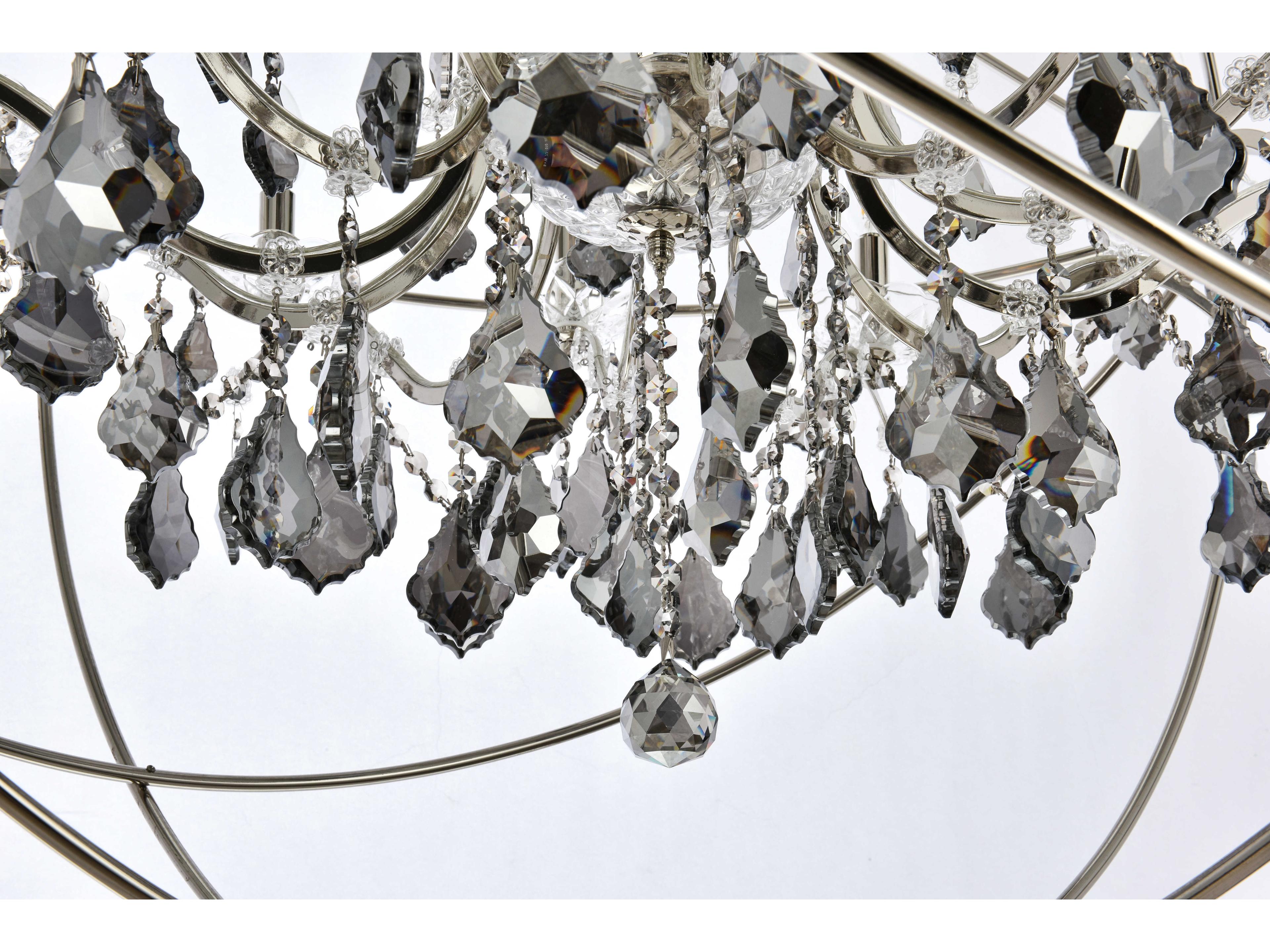 Elegant Lighting Geneva 18-Light Polished Nickel Crystal Candelabra Chandelier