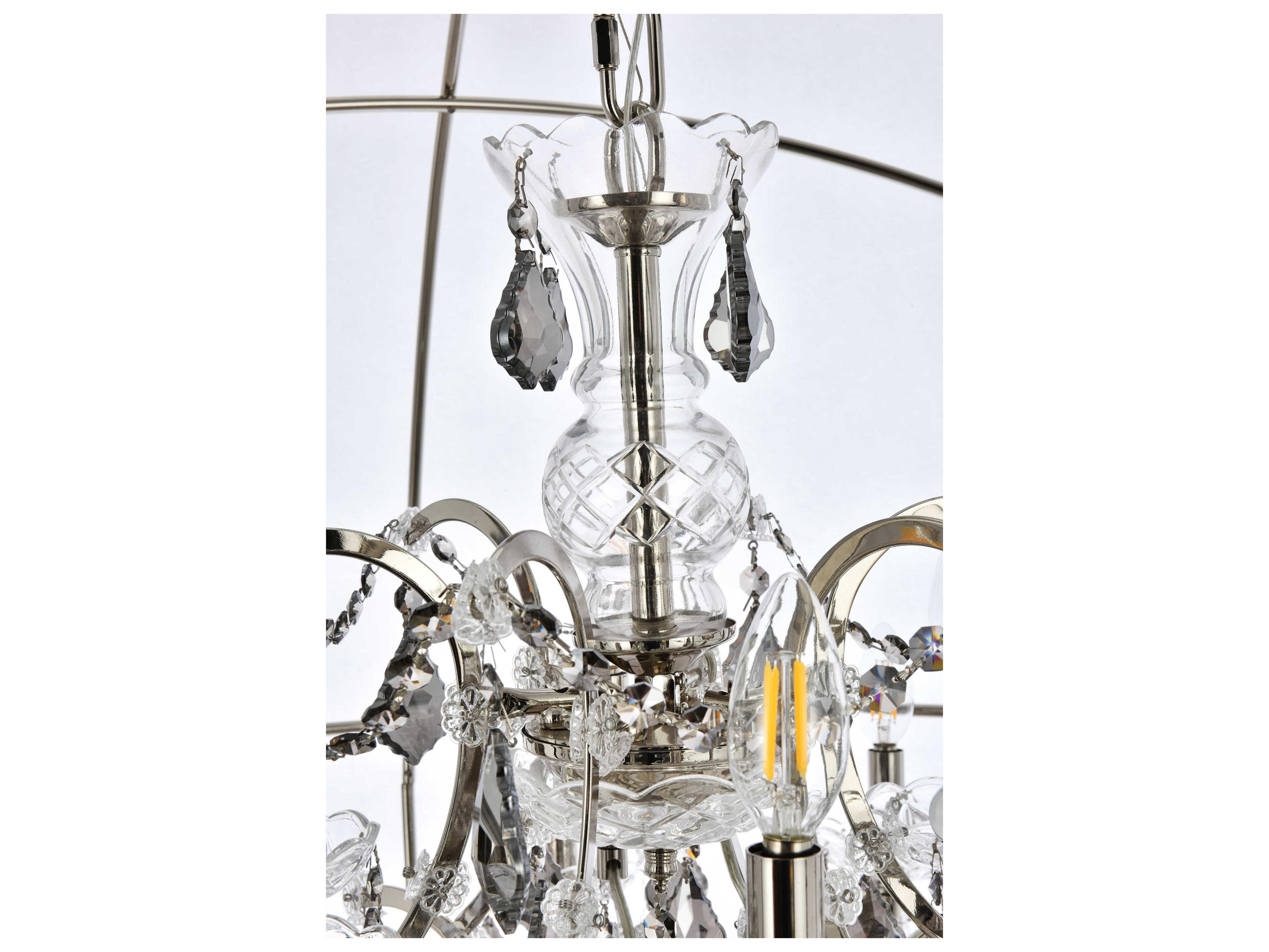 Elegant Lighting Geneva 18-Light Polished Nickel Crystal Candelabra Chandelier