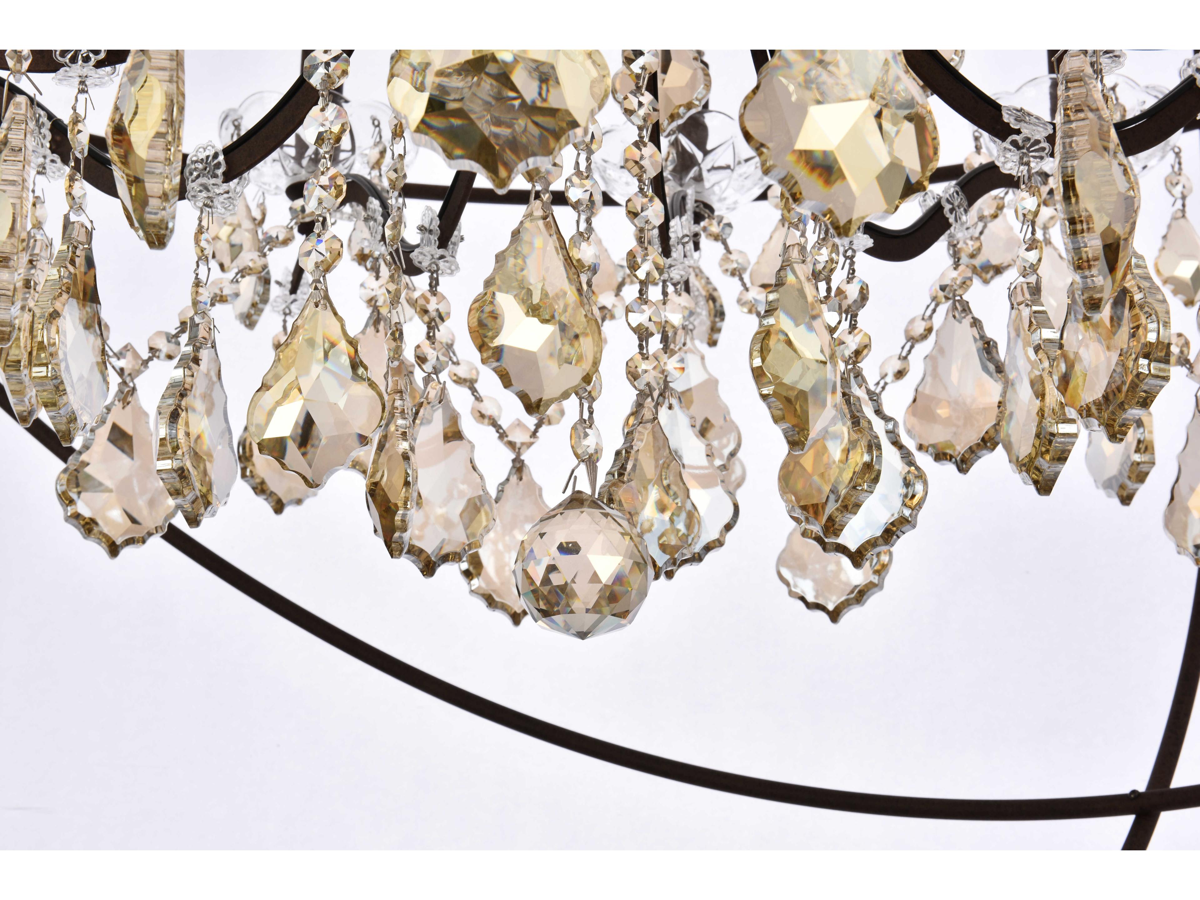 Elegant Lighting Geneva 18-Light Rustic Intent Brown Crystal Candelabra Chandelier