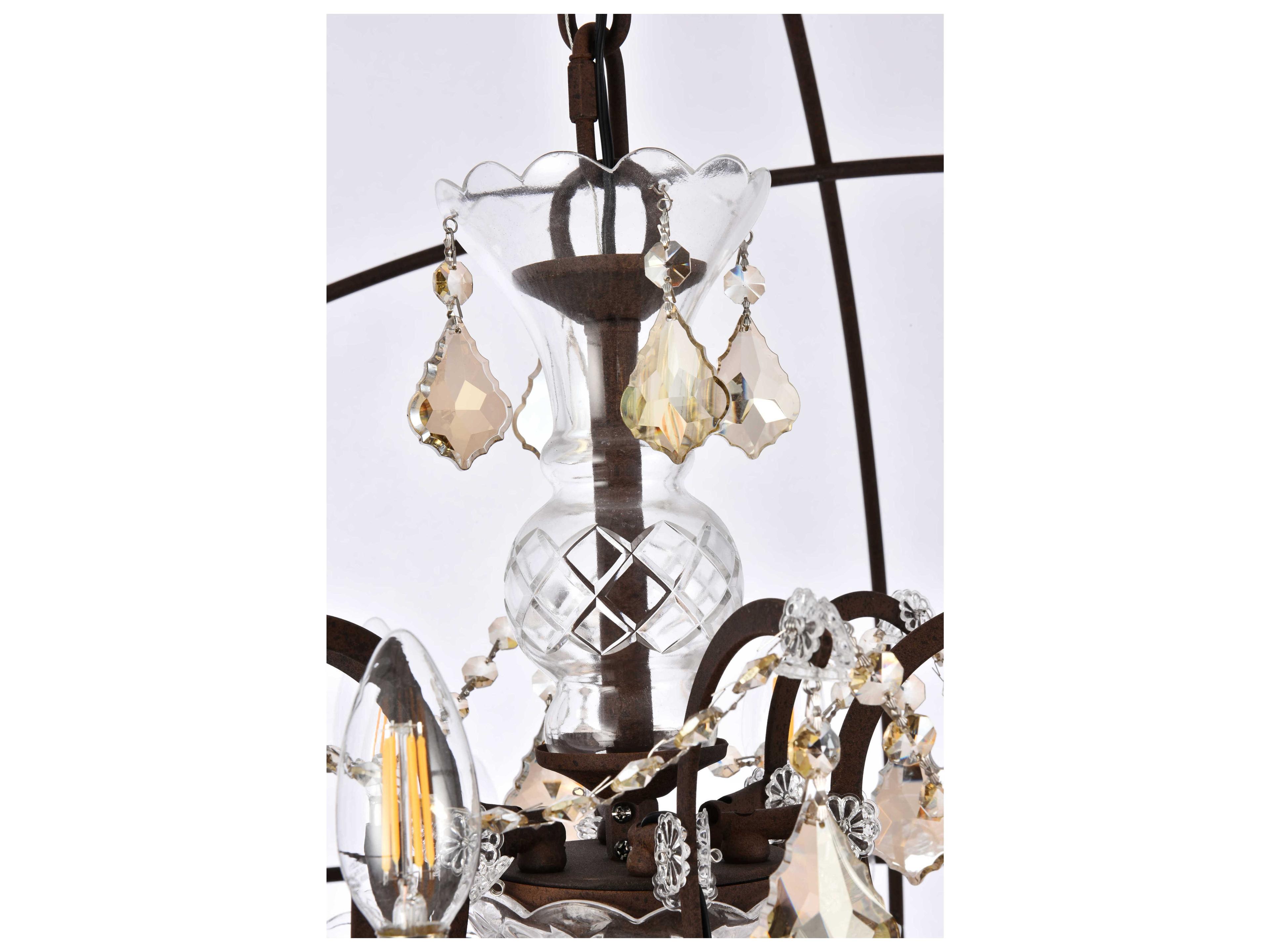 Elegant Lighting Geneva 18-Light Rustic Intent Brown Crystal Candelabra Chandelier