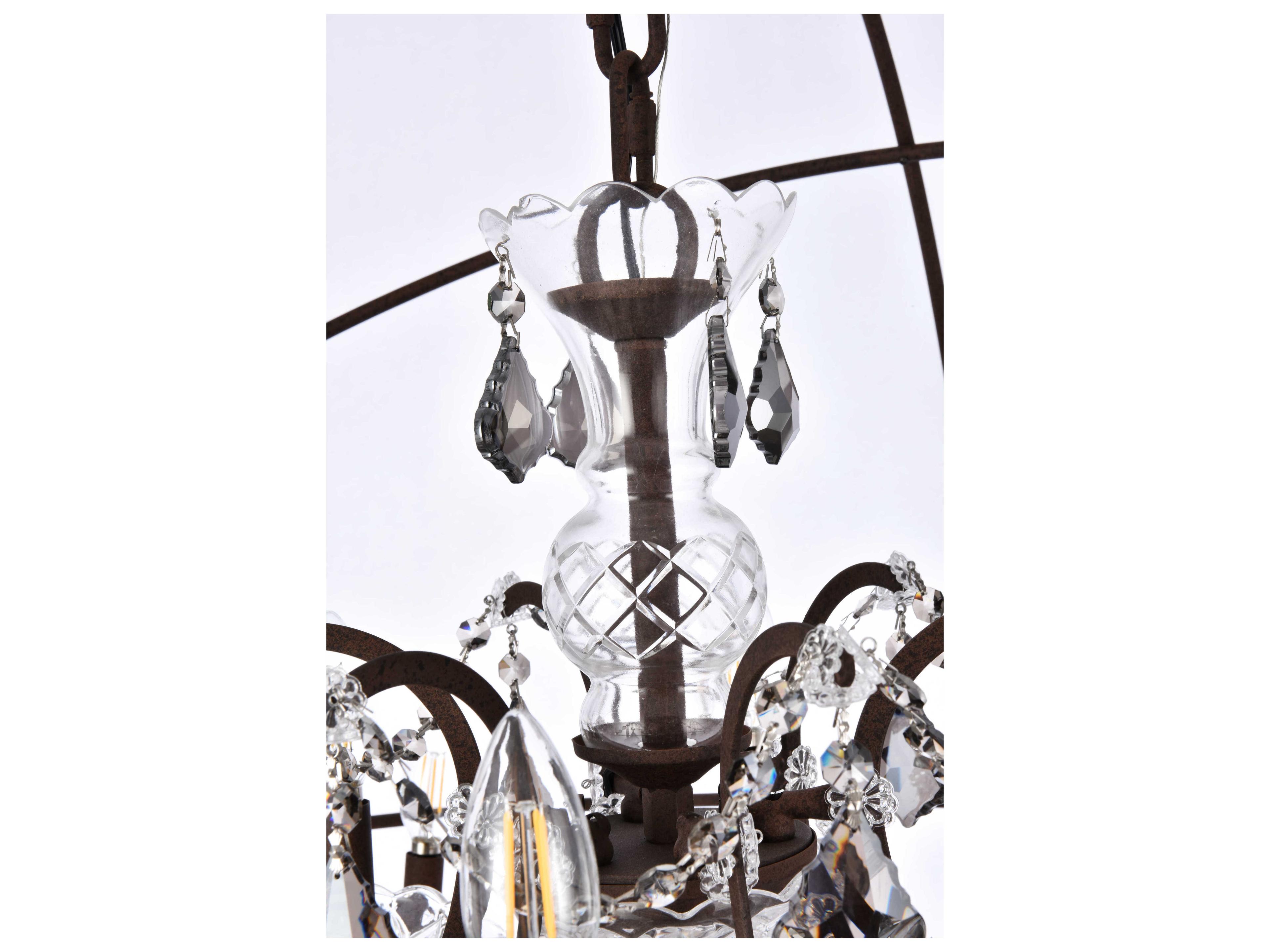 Elegant Lighting Geneva 18-Light Rustic Intent Brown Crystal Candelabra Chandelier