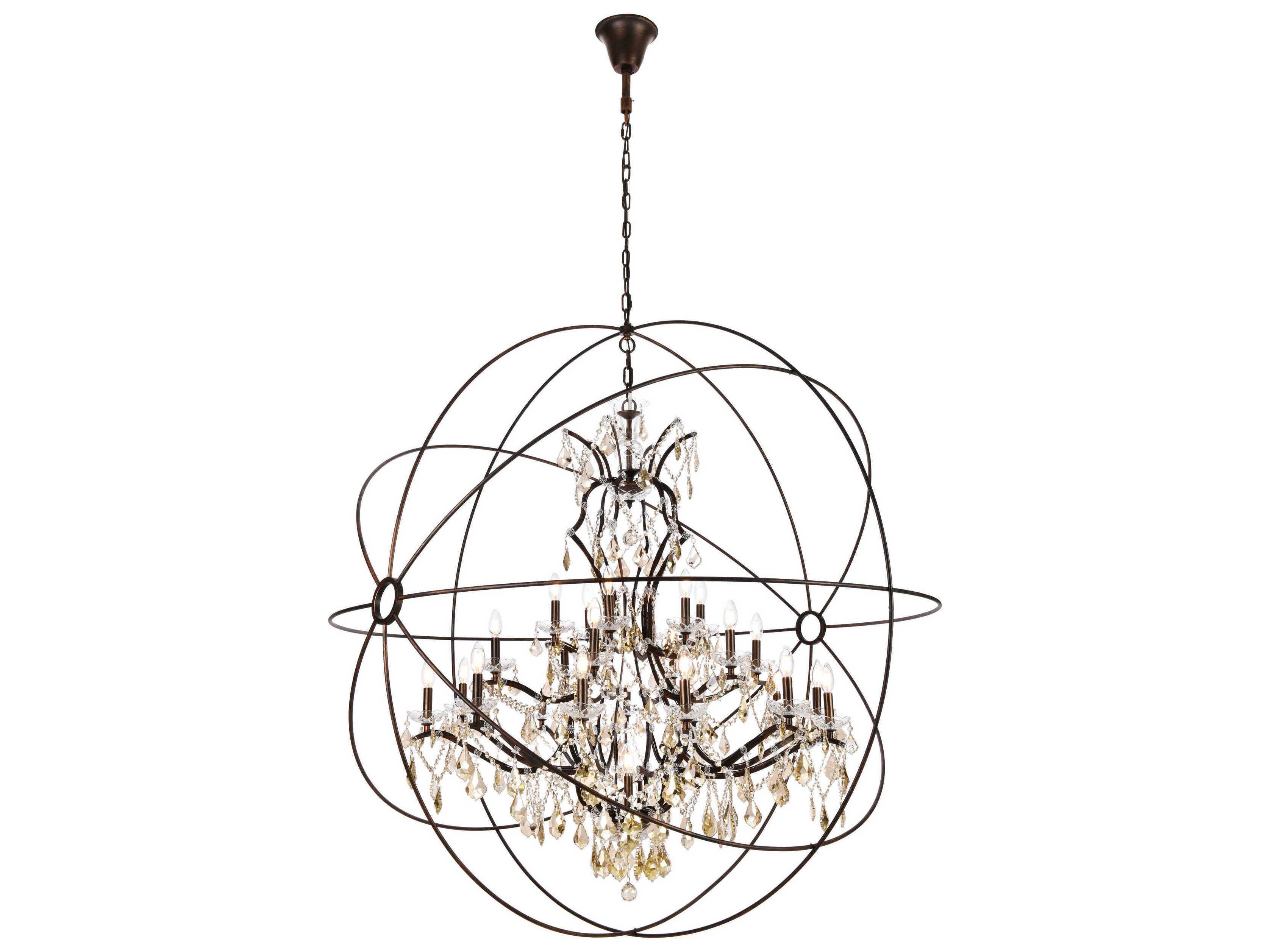 Elegant Lighting Geneva 25-Light Dark Bronze Crystal Candelabra Chandelier
