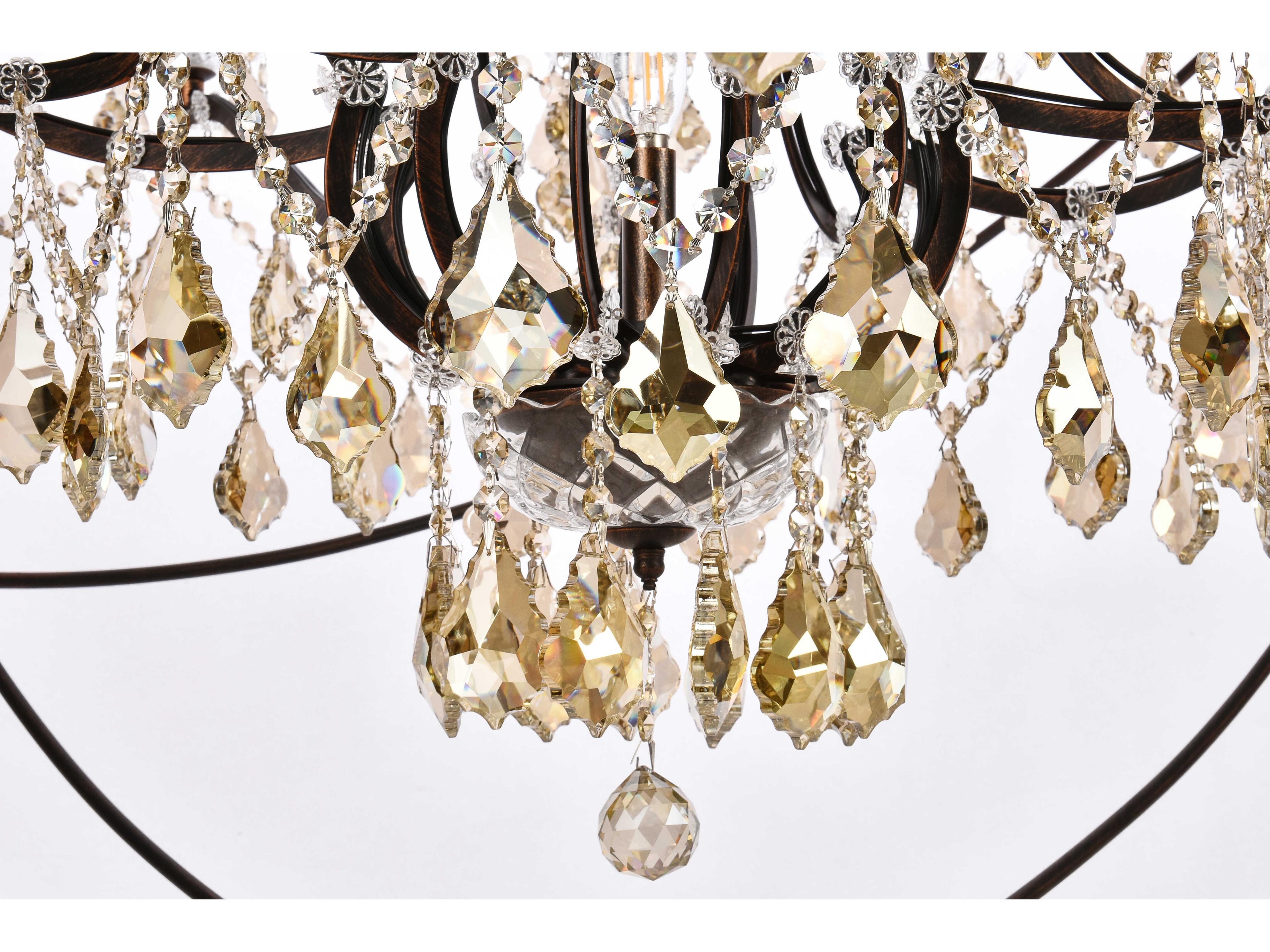 Elegant Lighting Geneva 25-Light Dark Bronze Crystal Candelabra Chandelier