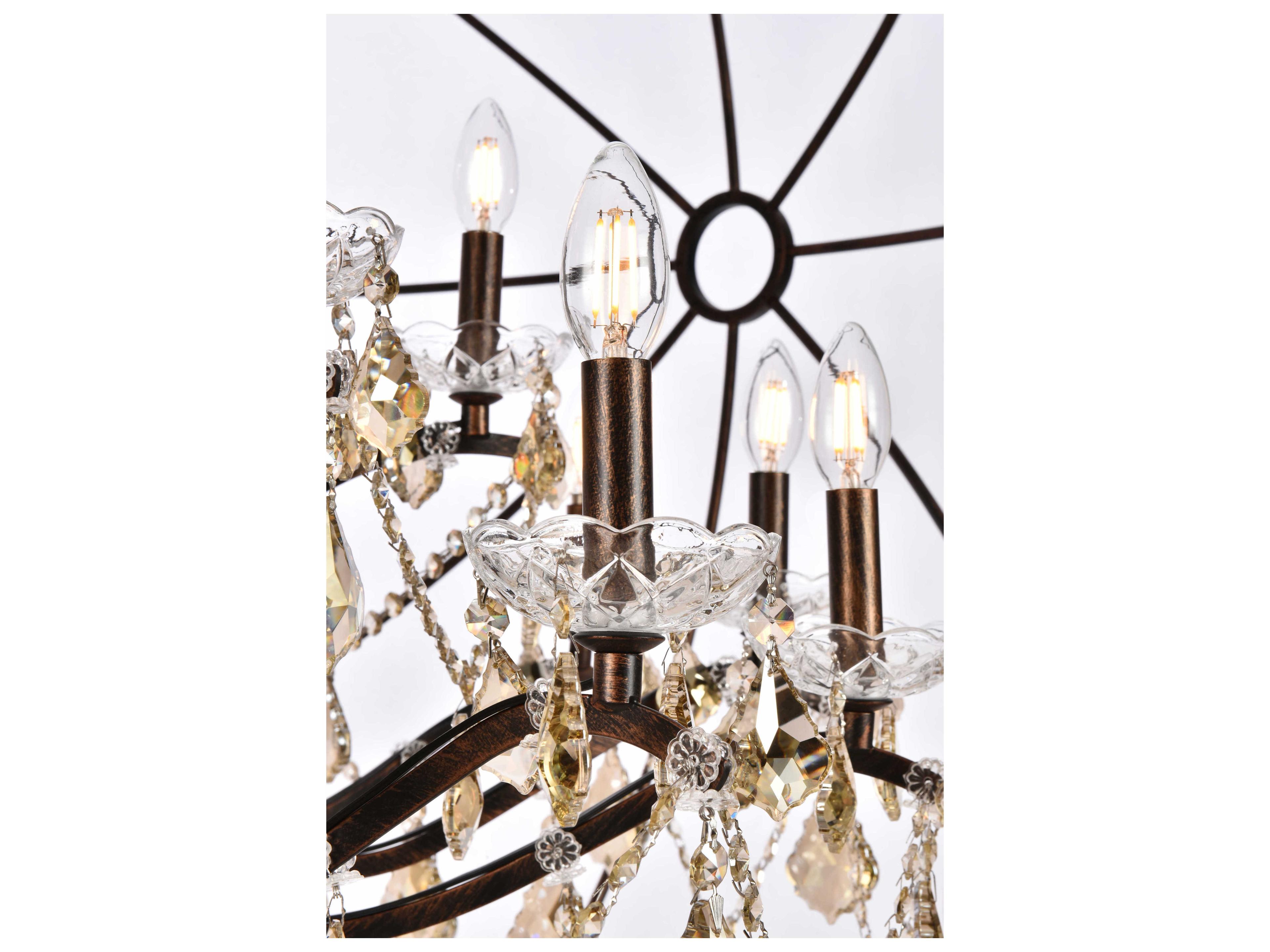 Elegant Lighting Geneva 25-Light Dark Bronze Crystal Candelabra Chandelier