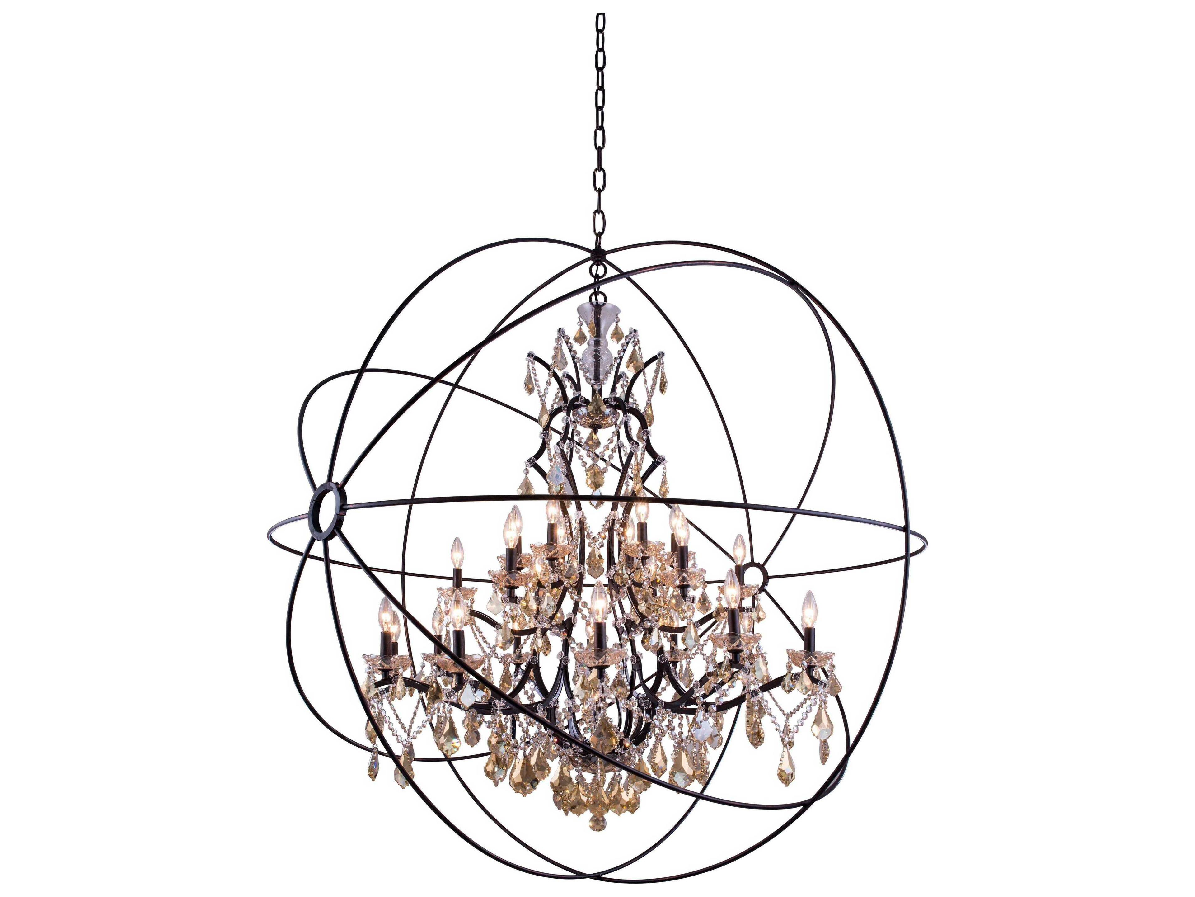 Elegant Lighting Geneva 25-Light Dark Bronze Crystal Candelabra Chandelier