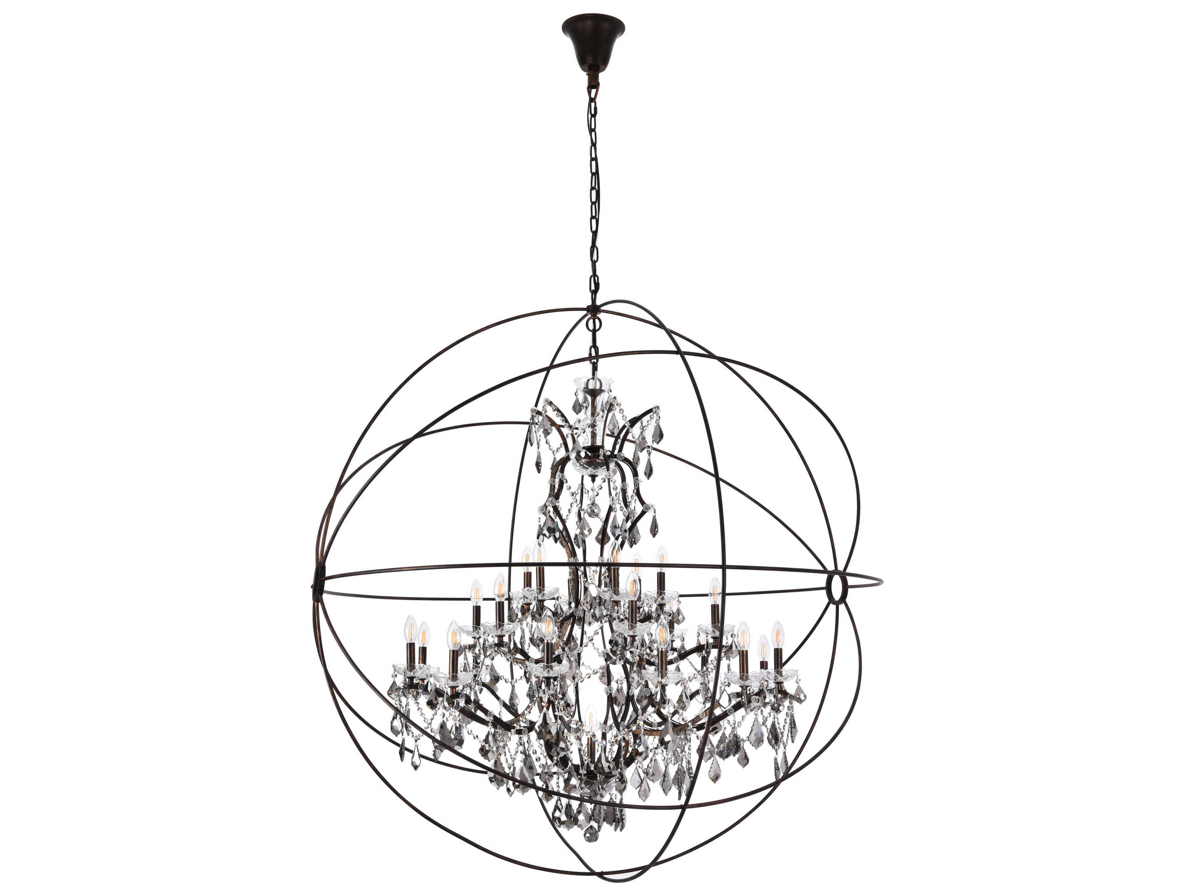 Elegant Lighting Geneva 25-Light Dark Bronze Crystal Candelabra Chandelier