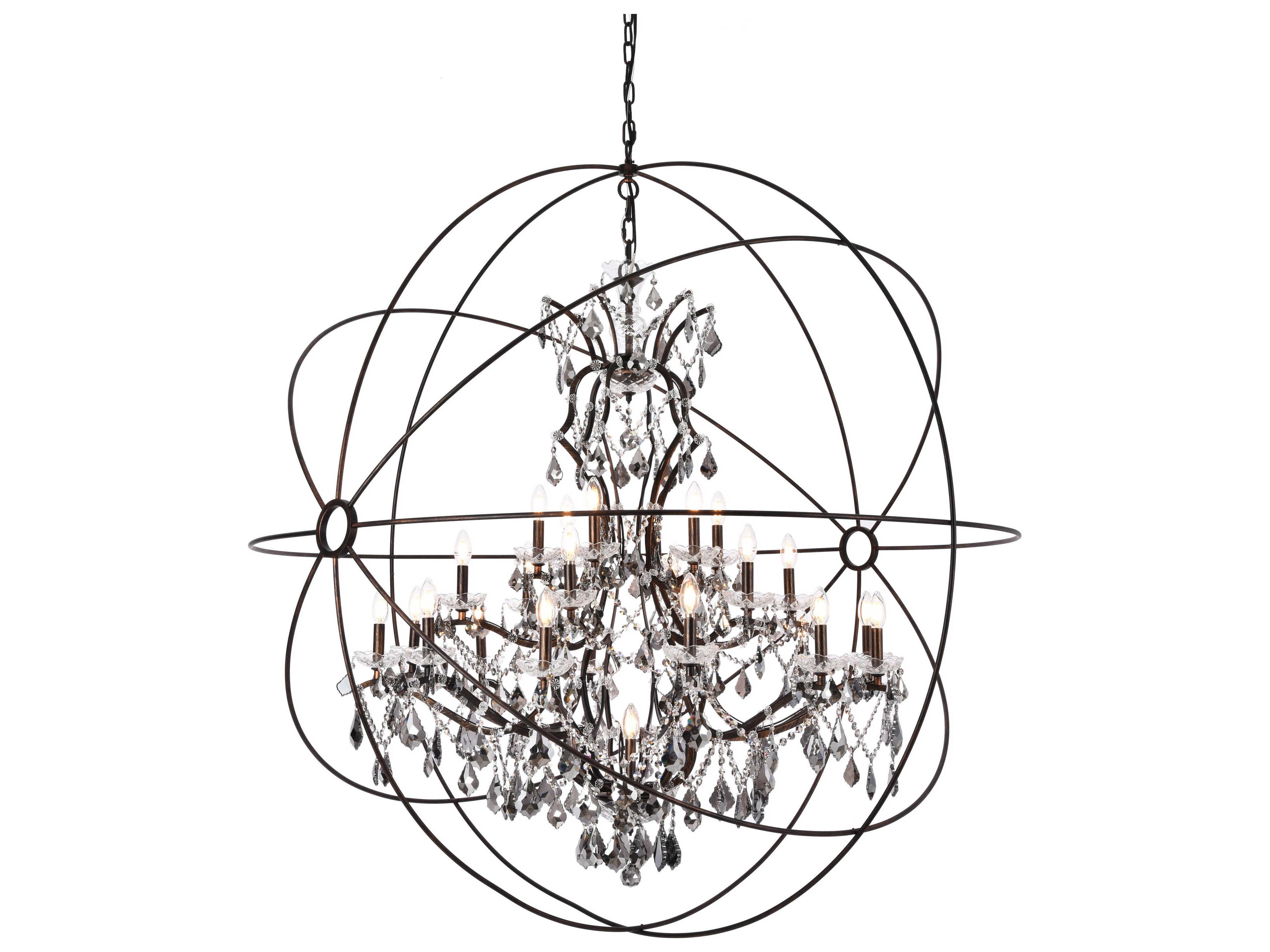 Elegant Lighting Geneva 25-Light Dark Bronze Crystal Candelabra Chandelier