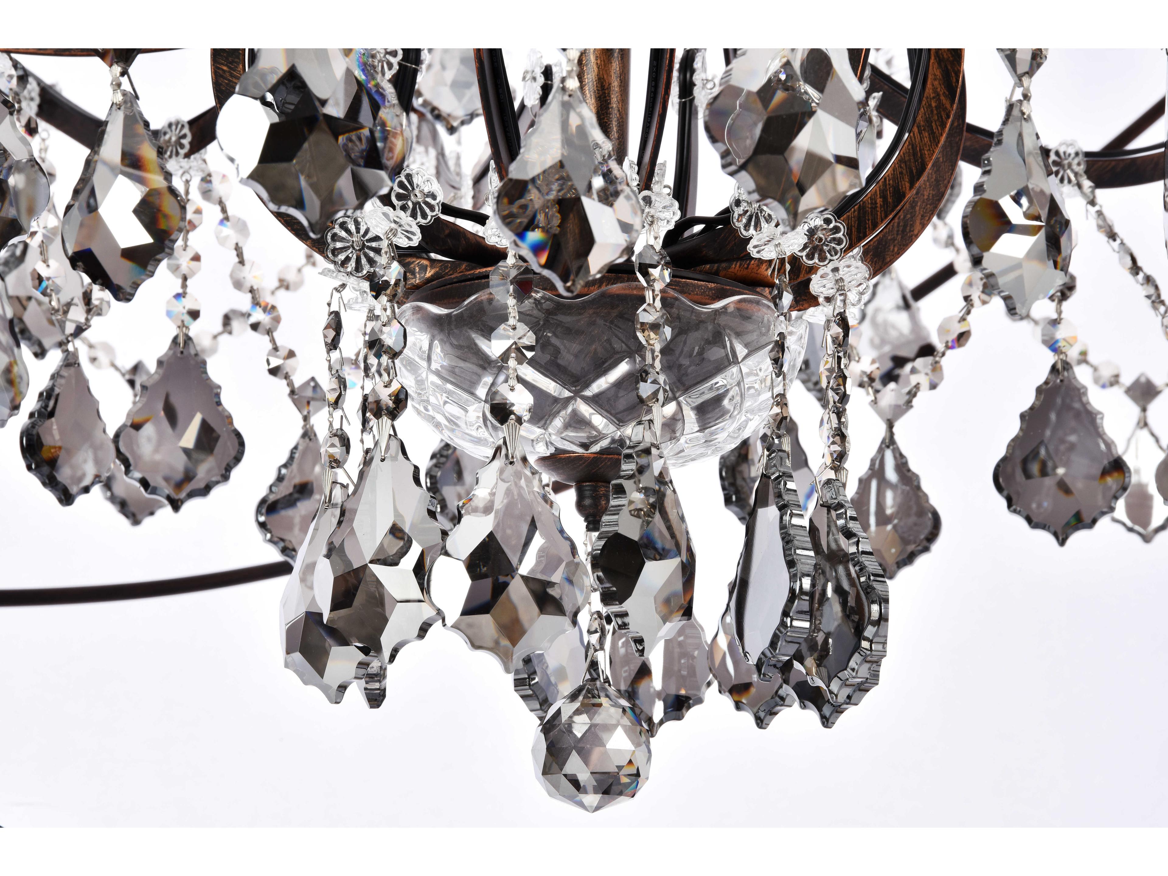 Elegant Lighting Geneva 25-Light Dark Bronze Crystal Candelabra Chandelier