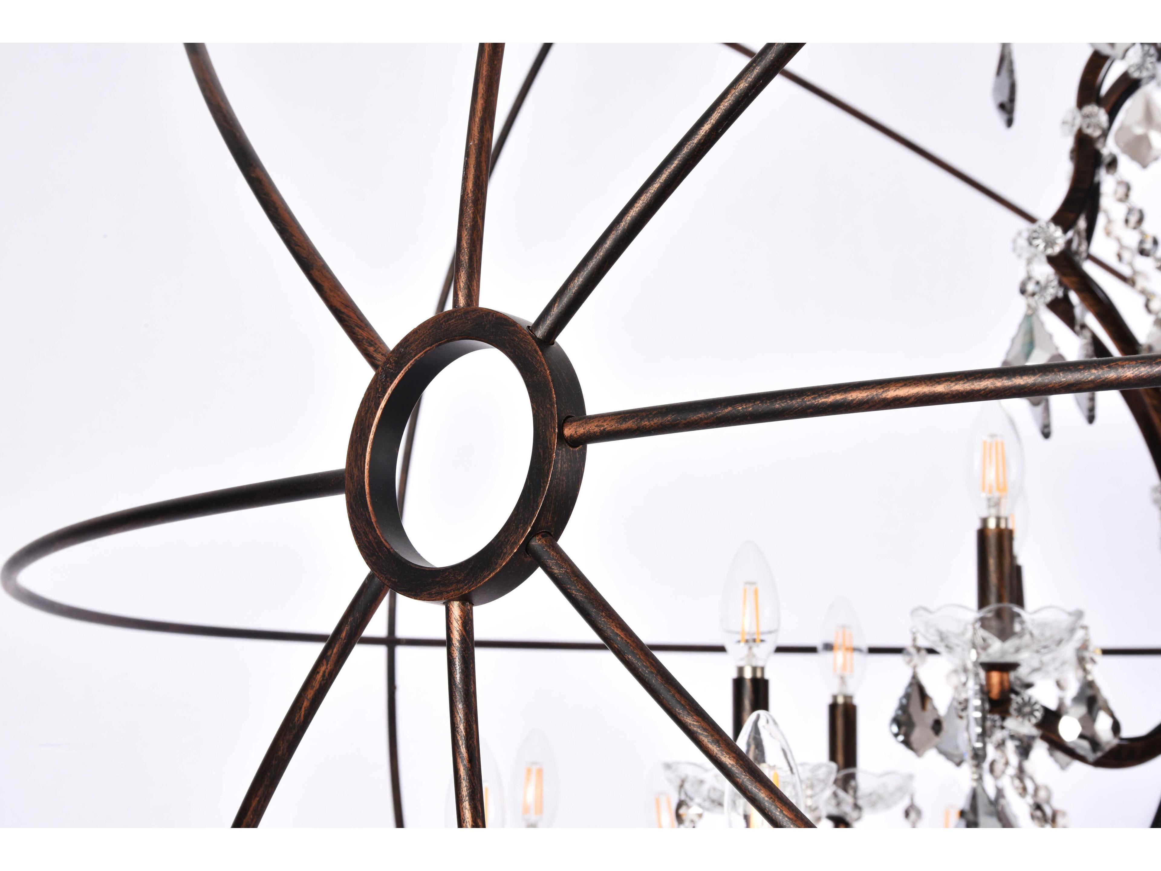 Elegant Lighting Geneva 25-Light Dark Bronze Crystal Candelabra Chandelier