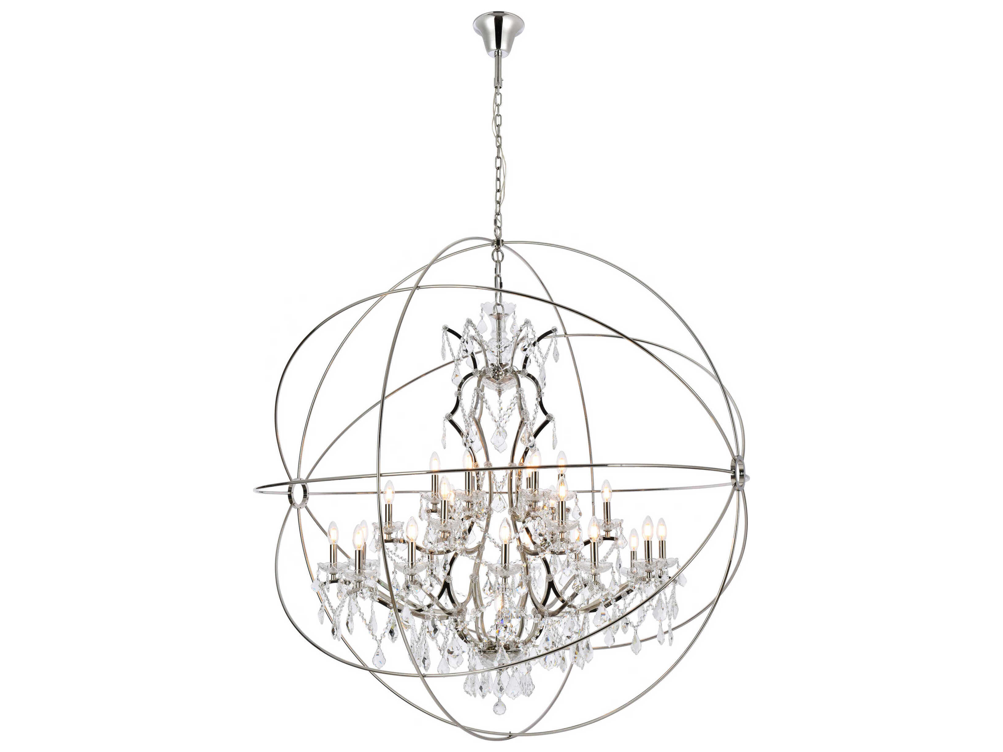 Elegant Lighting Urban 25-Light Polished Nickel Clear Crystal Candelabra Round Tiered Chandelier