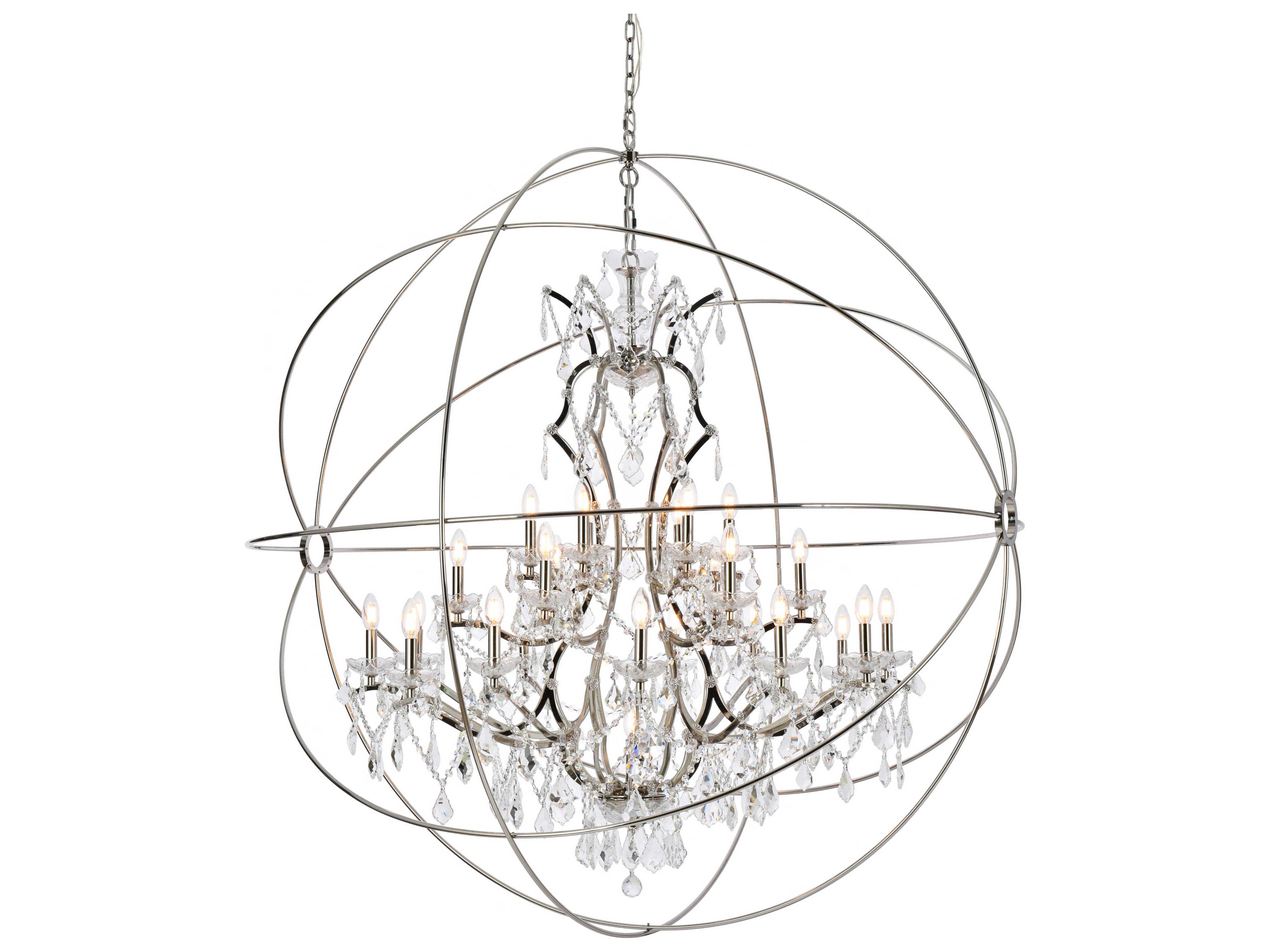 Elegant Lighting Urban 25-Light Polished Nickel Clear Crystal Candelabra Round Tiered Chandelier