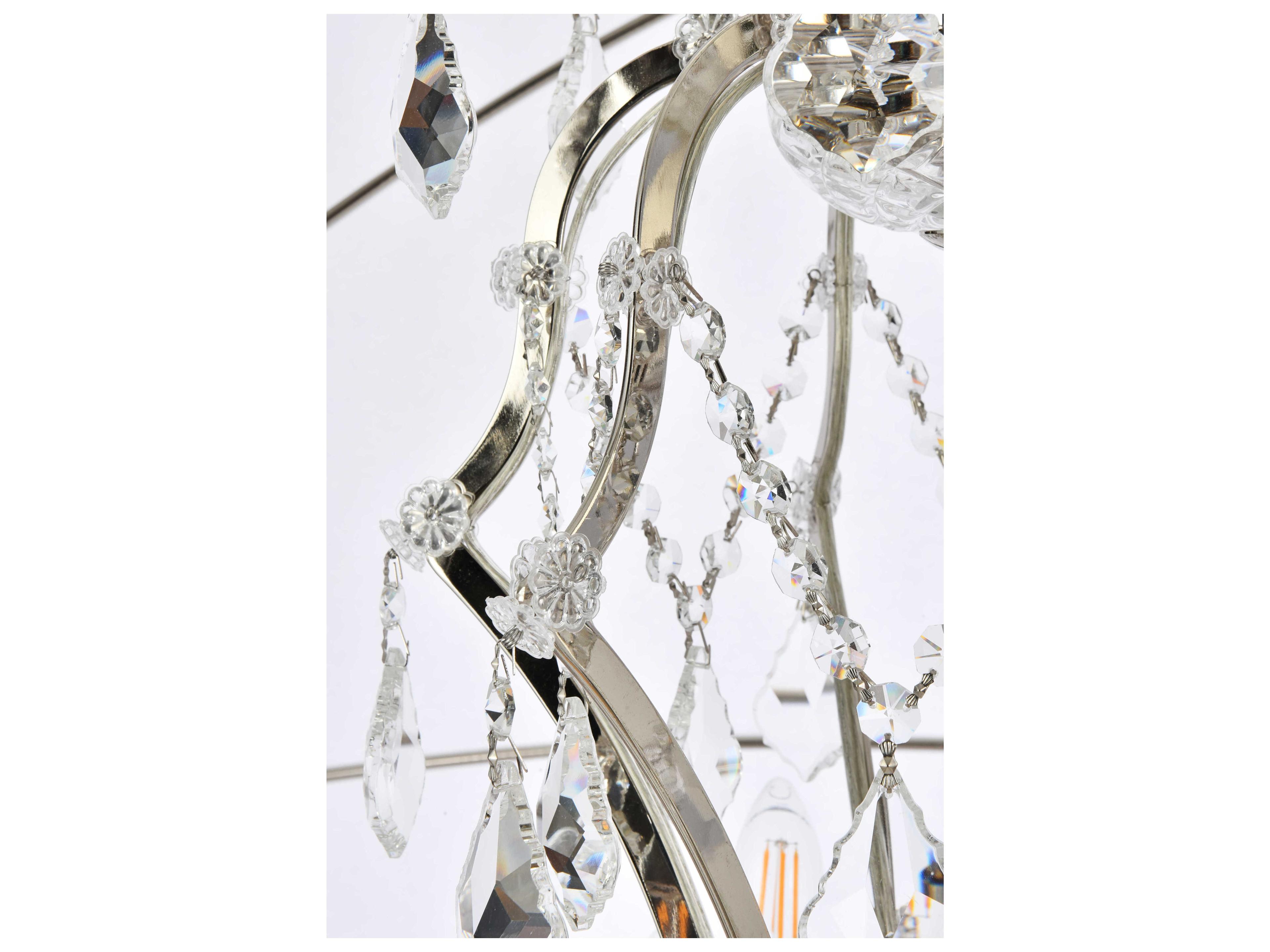 Elegant Lighting Urban 25-Light Polished Nickel Clear Crystal Candelabra Round Tiered Chandelier