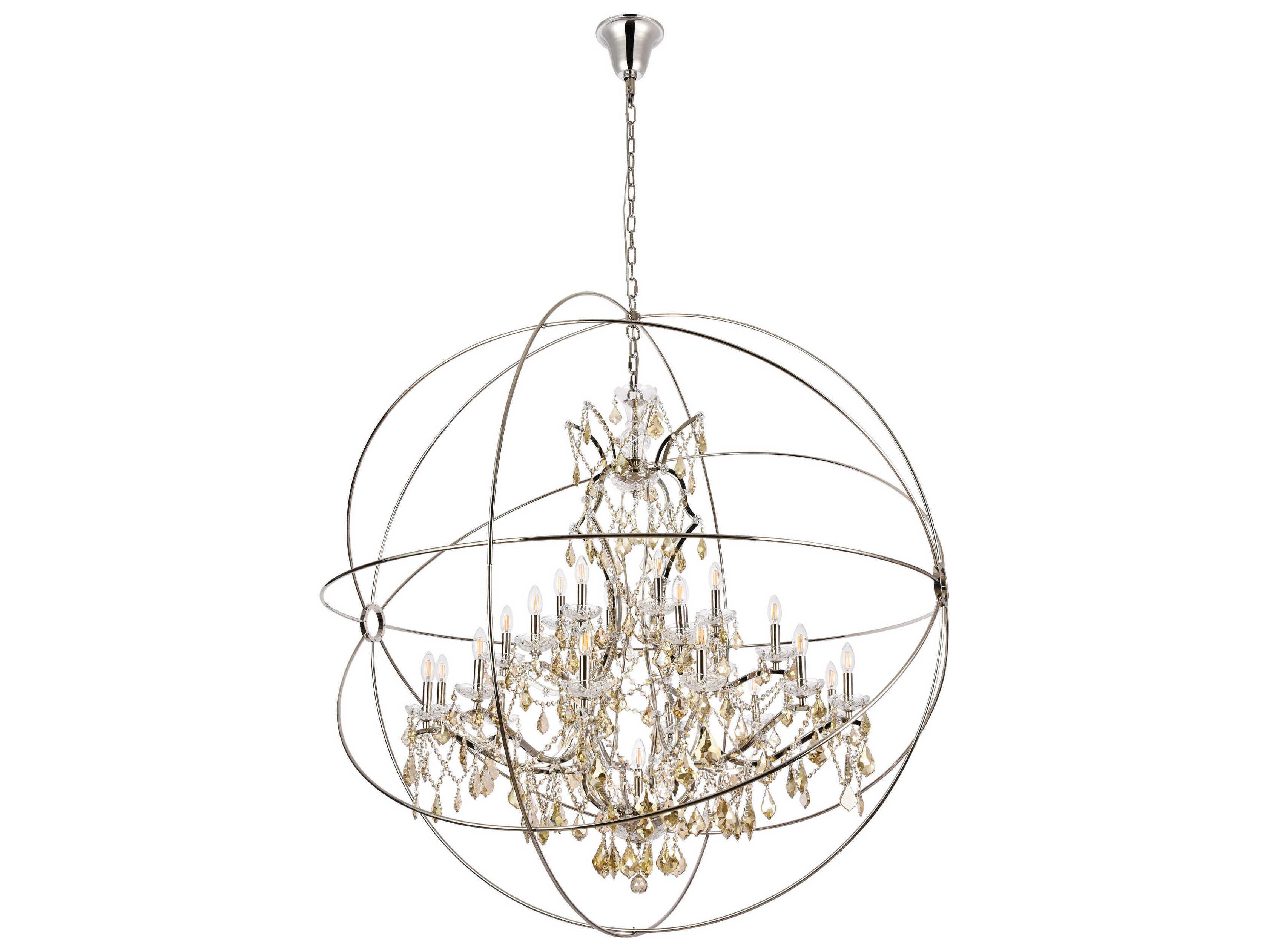Elegant Lighting Geneva 25-Light Polished Nickel Crystal Candelabra Chandelier