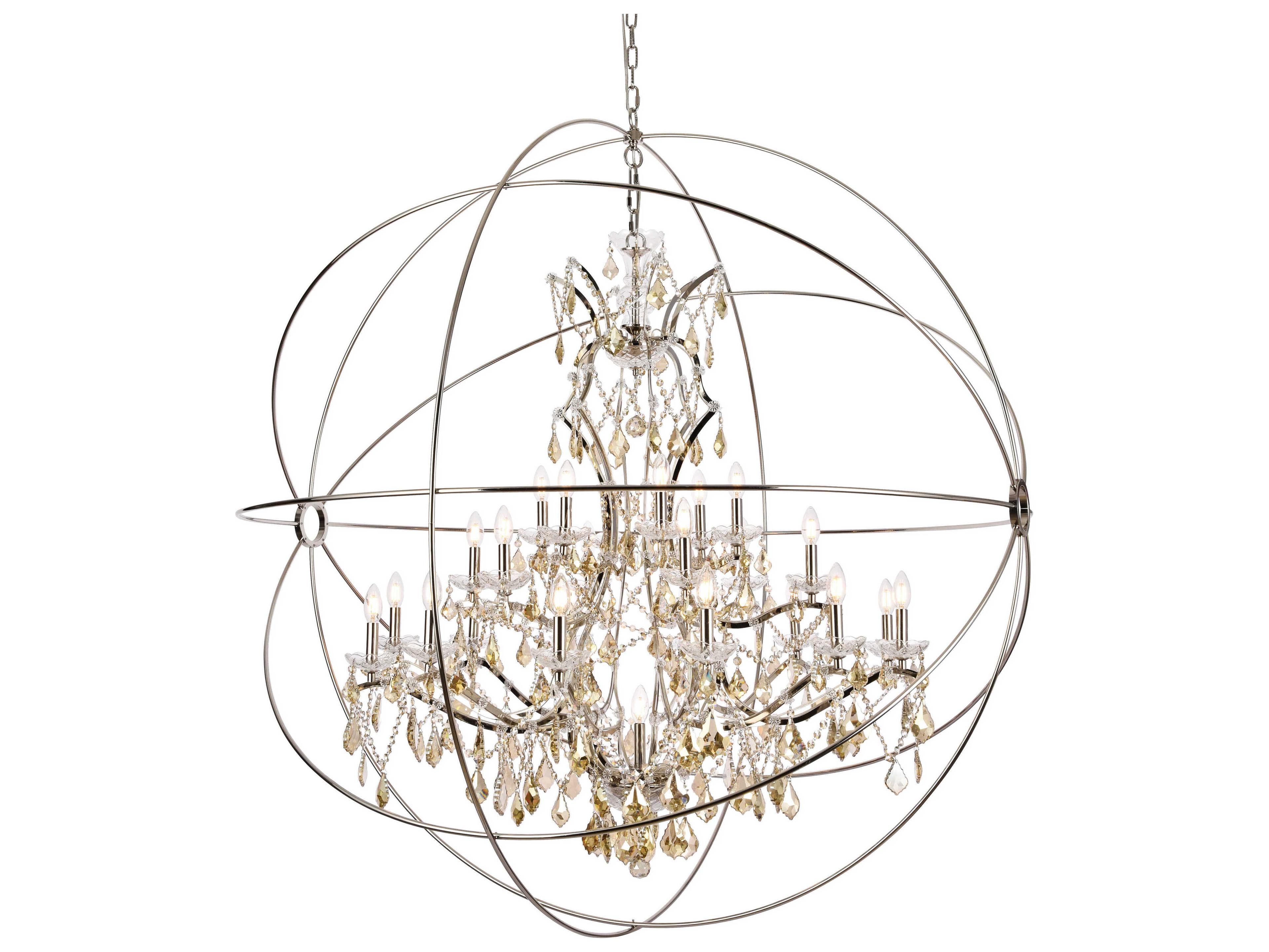 Elegant Lighting Geneva 25-Light Polished Nickel Crystal Candelabra Chandelier
