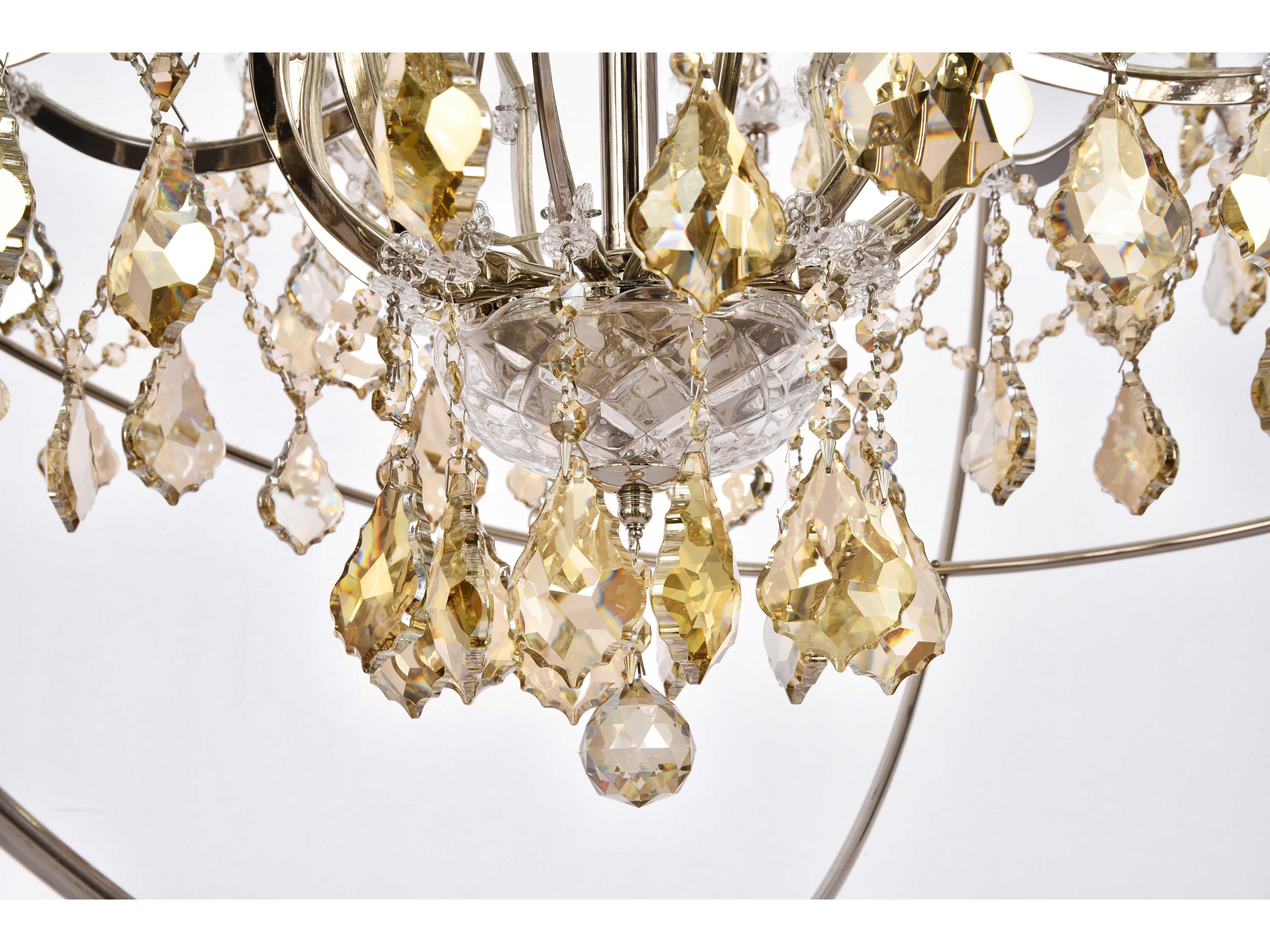 Elegant Lighting Geneva 25-Light Polished Nickel Crystal Candelabra Chandelier
