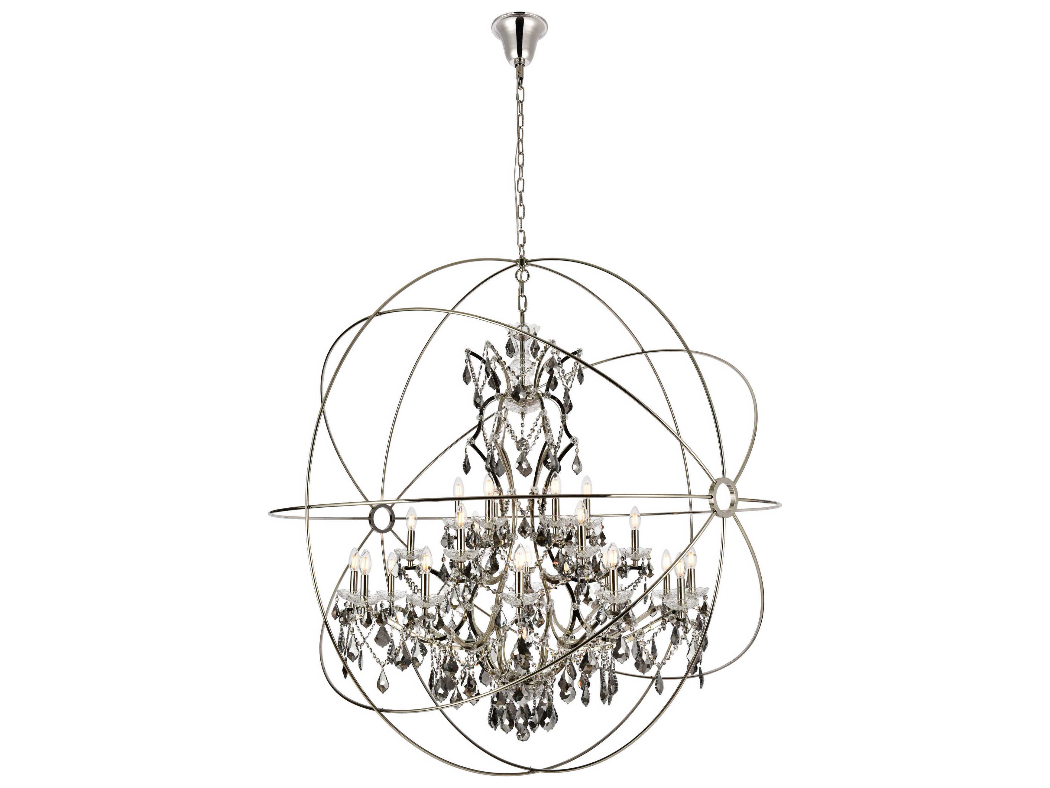 Elegant Lighting Geneva 25-Light Polished Nickel Crystal Candelabra Chandelier