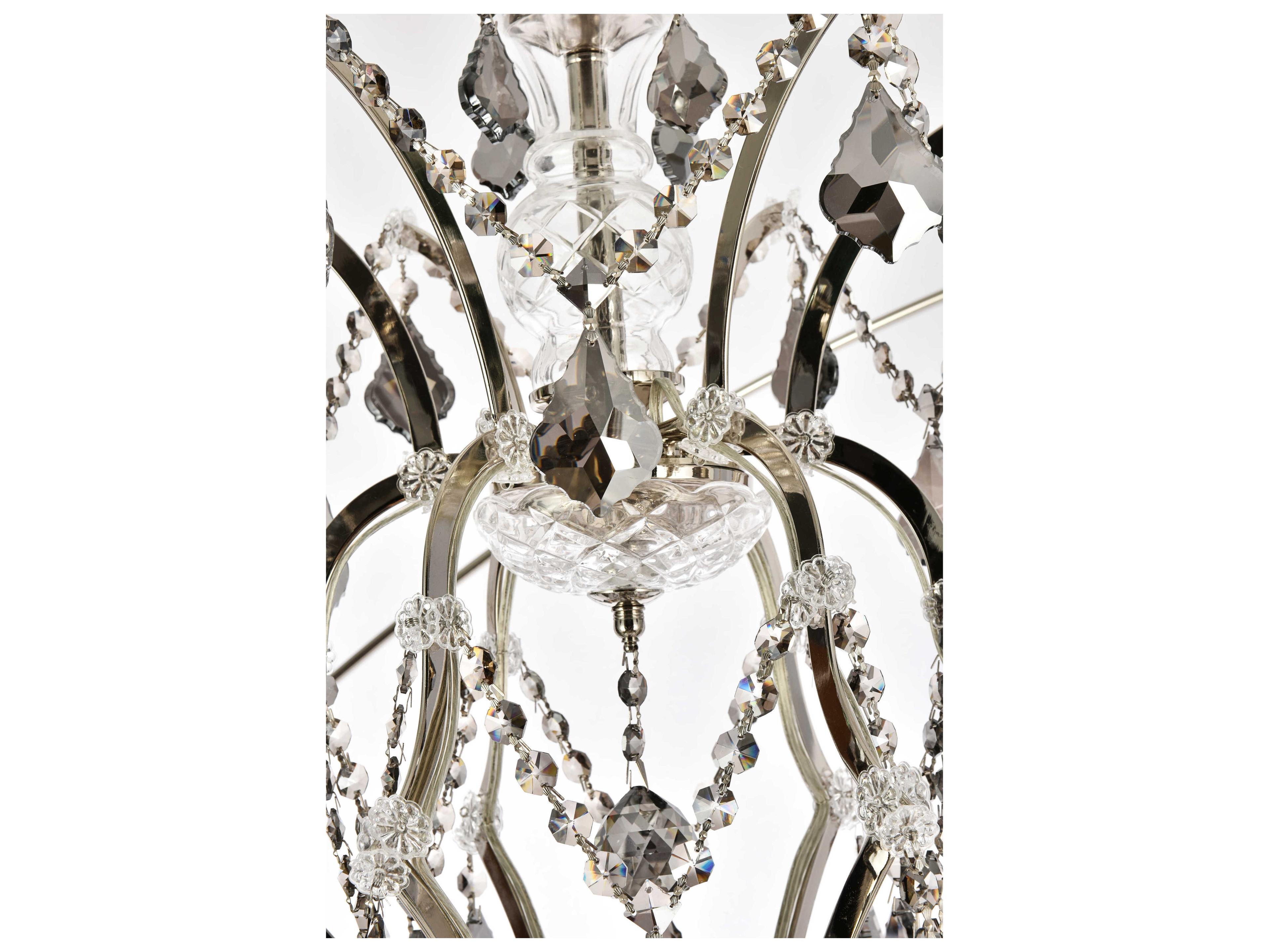 Elegant Lighting Geneva 25-Light Polished Nickel Crystal Candelabra Chandelier