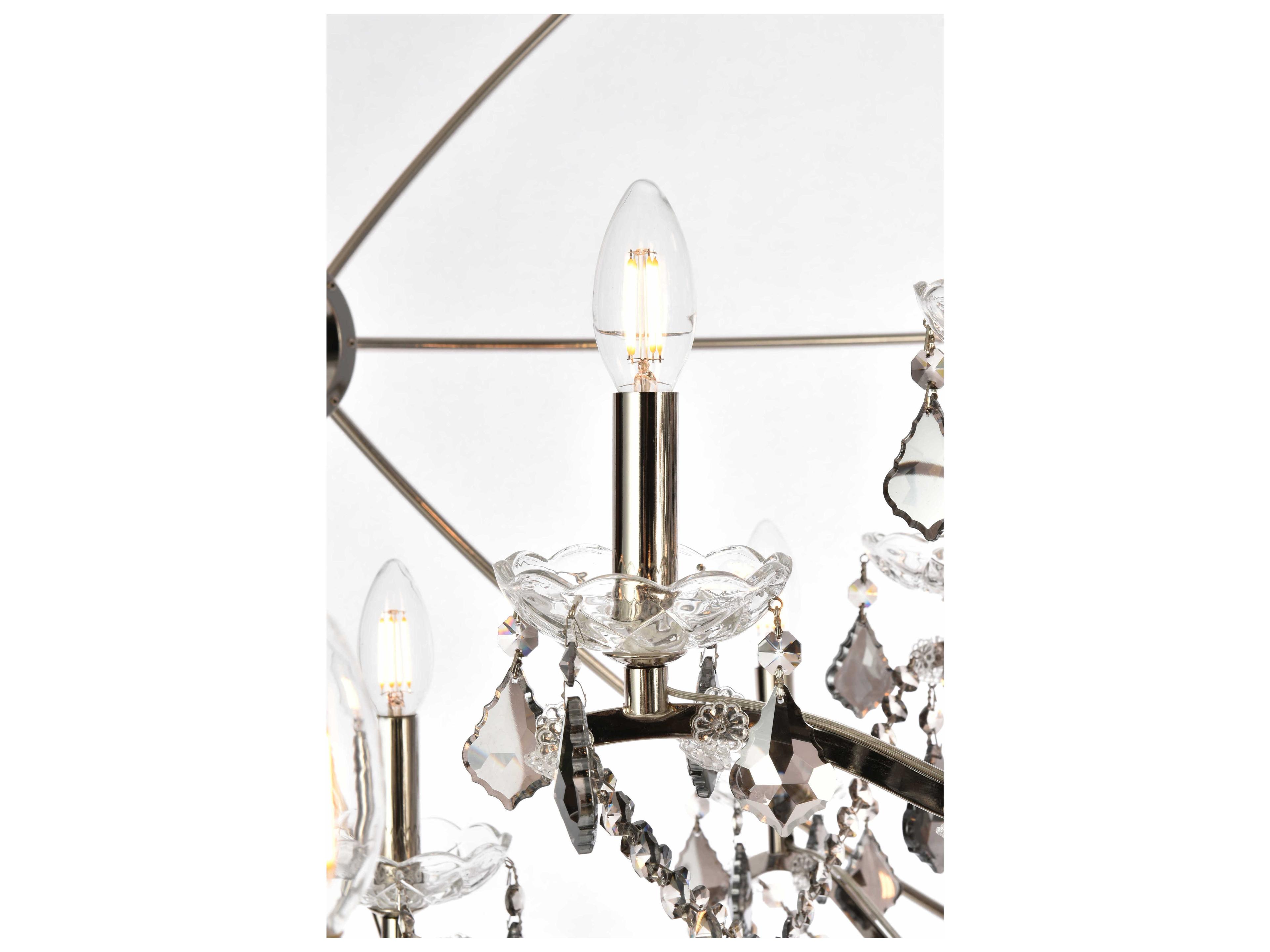 Elegant Lighting Geneva 25-Light Polished Nickel Crystal Candelabra Chandelier