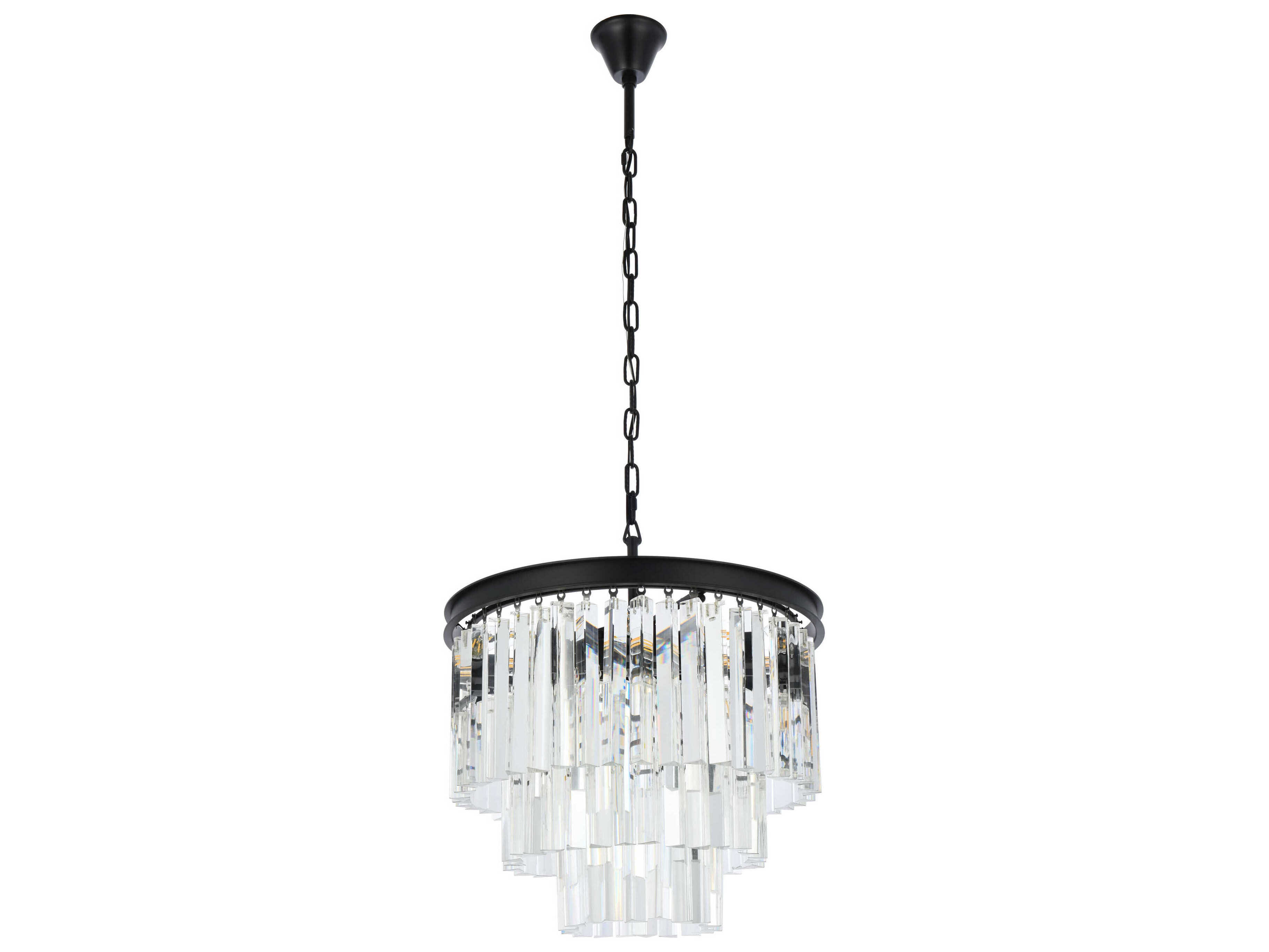 Elegant Lighting Sydney 9-Light Matte Black Clear Crystal Pendant