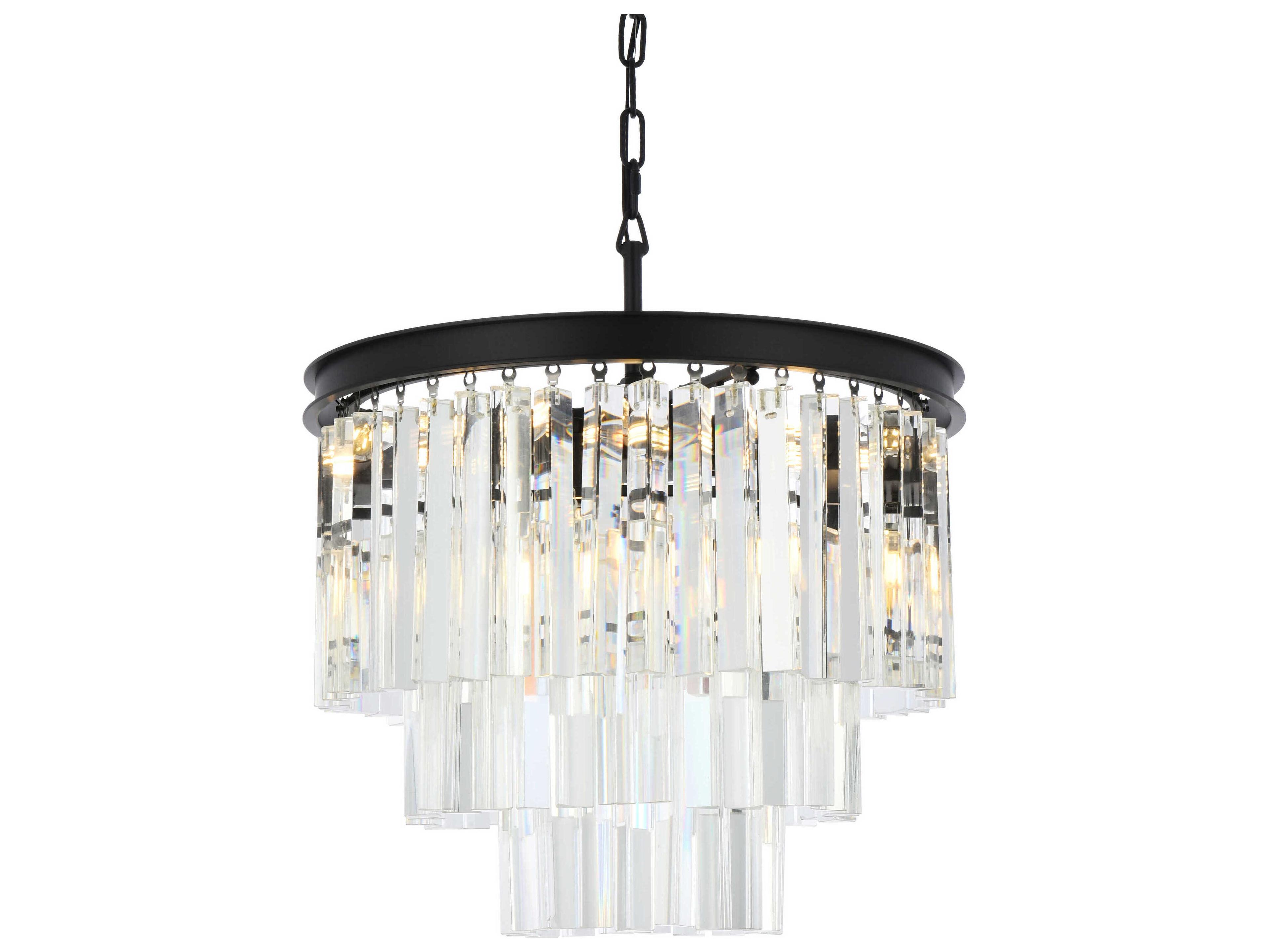 Elegant Lighting Sydney 9-Light Matte Black Clear Crystal Pendant