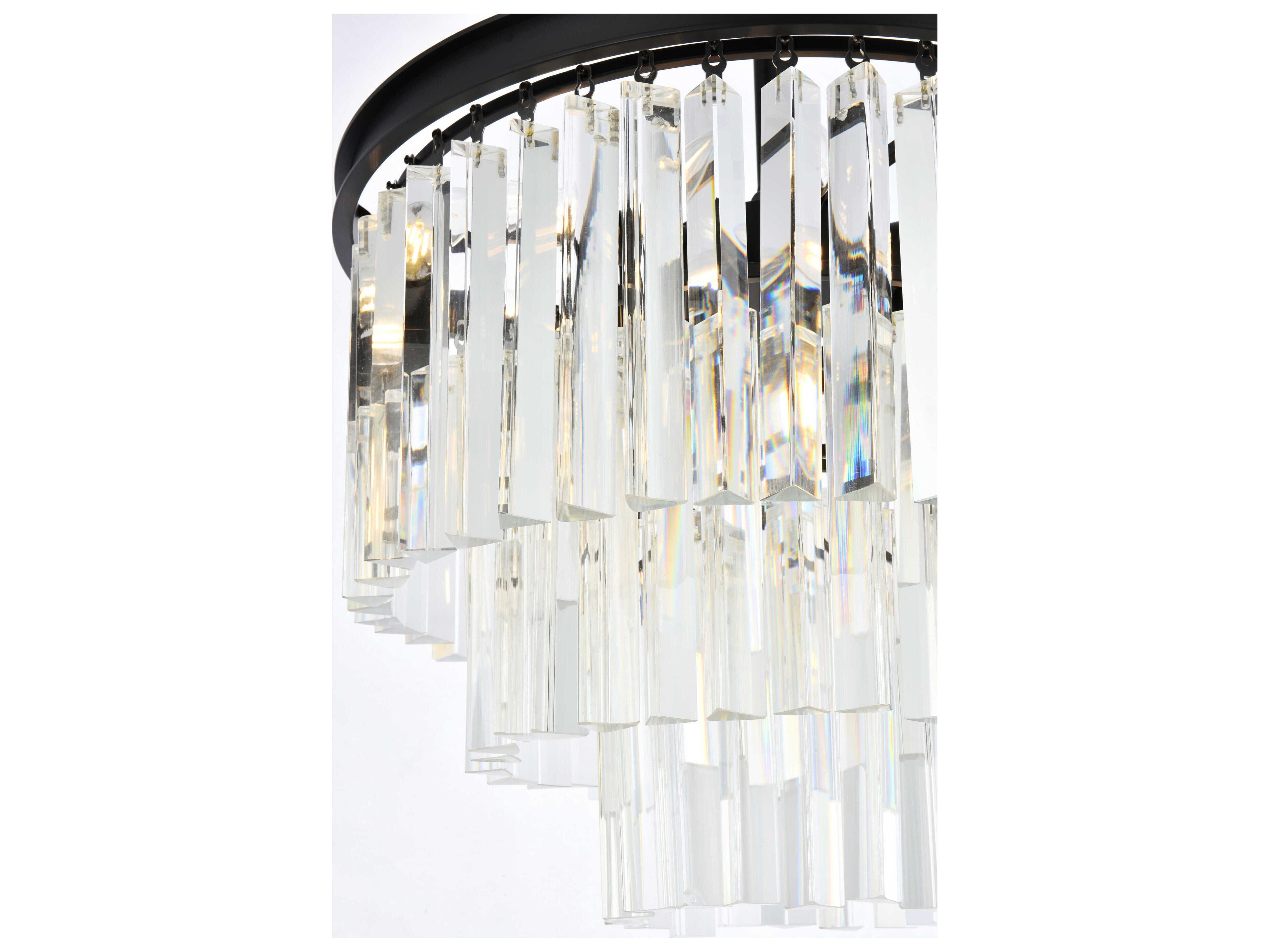 Elegant Lighting Sydney 9-Light Matte Black Clear Crystal Pendant