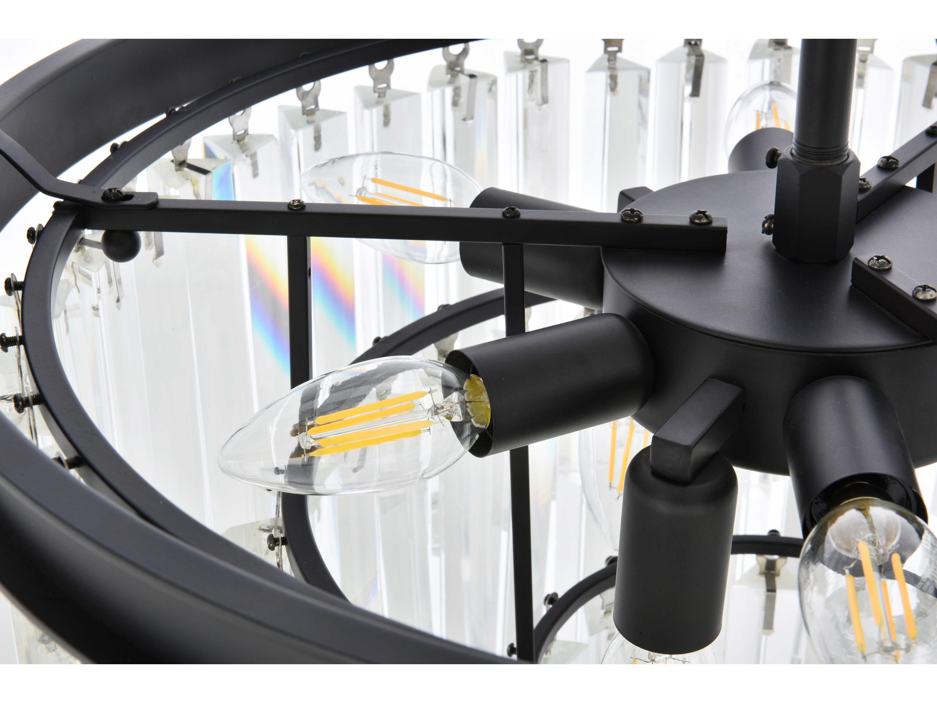 Elegant Lighting Sydney 9-Light Matte Black Clear Crystal Pendant