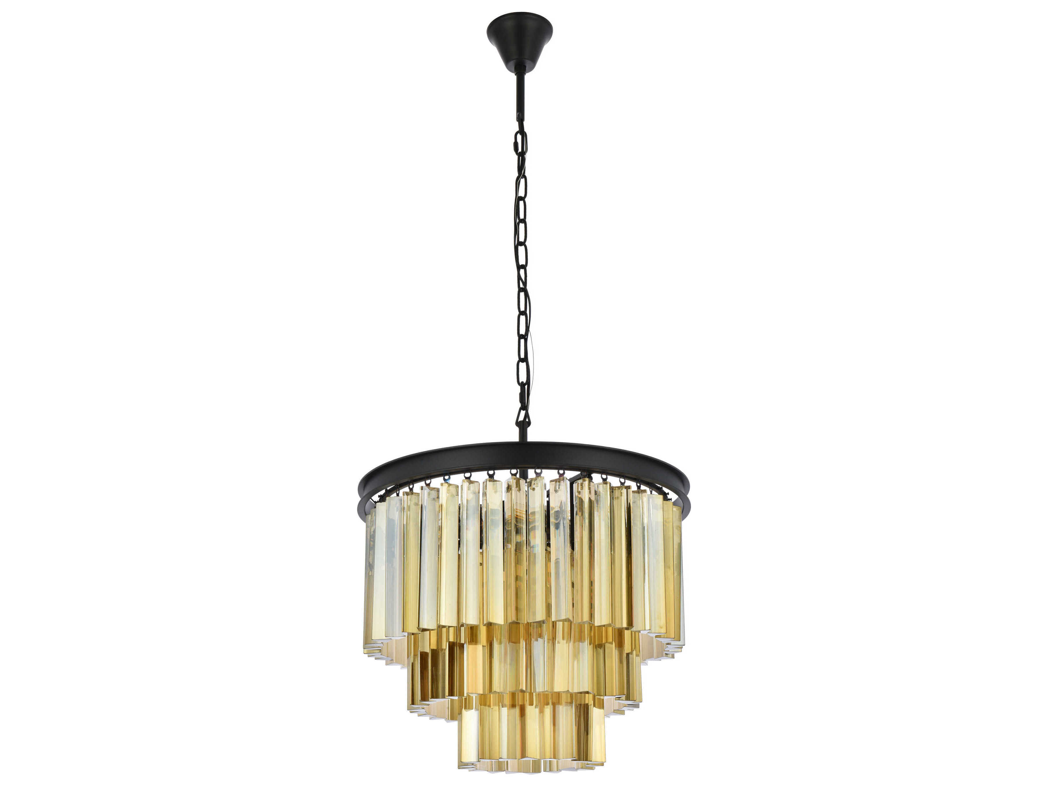 Elegant Lighting Sydney 9-Light Matte Black Gold Crystal Pendant