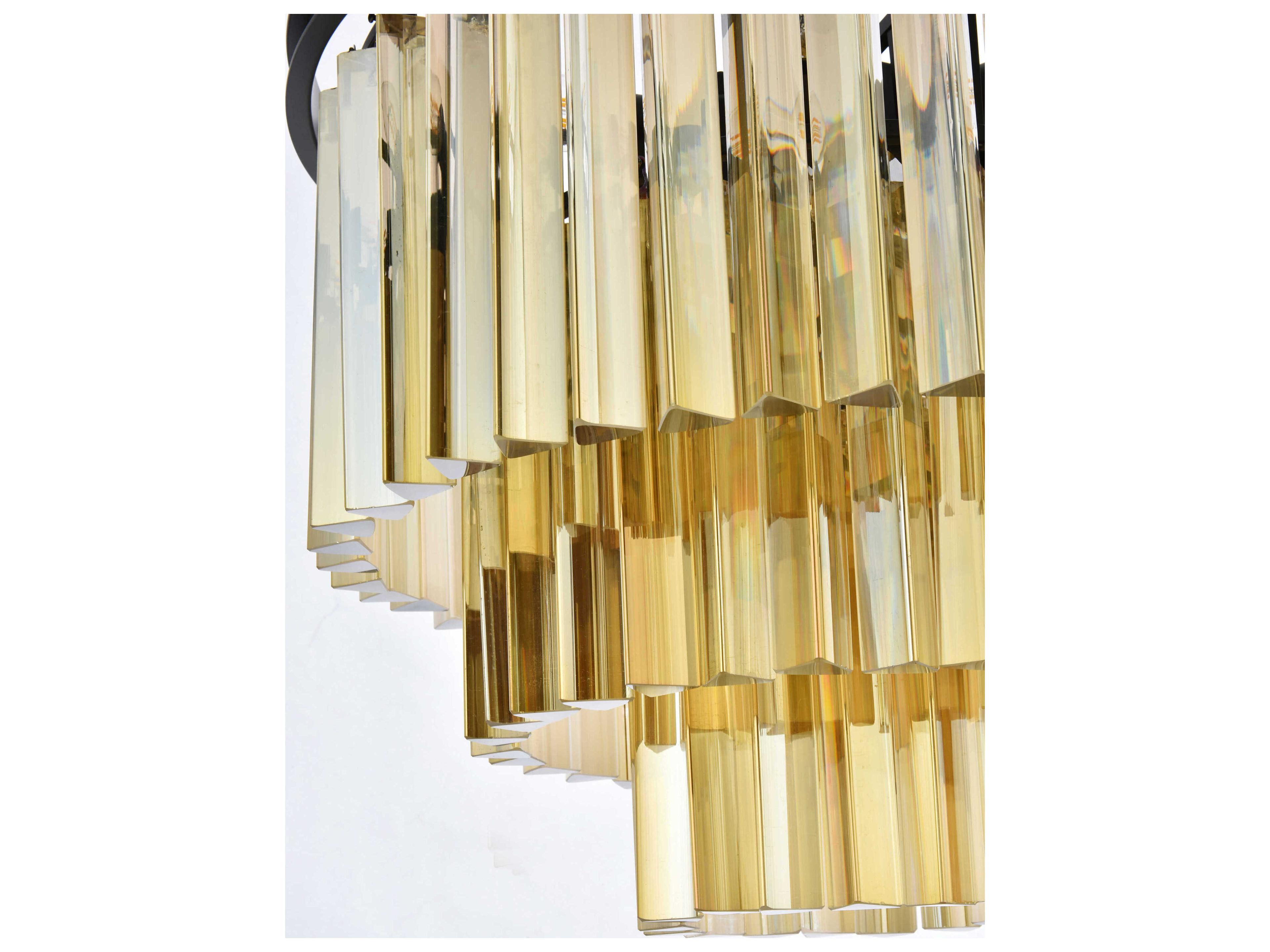 Elegant Lighting Sydney 9-Light Matte Black Gold Crystal Pendant