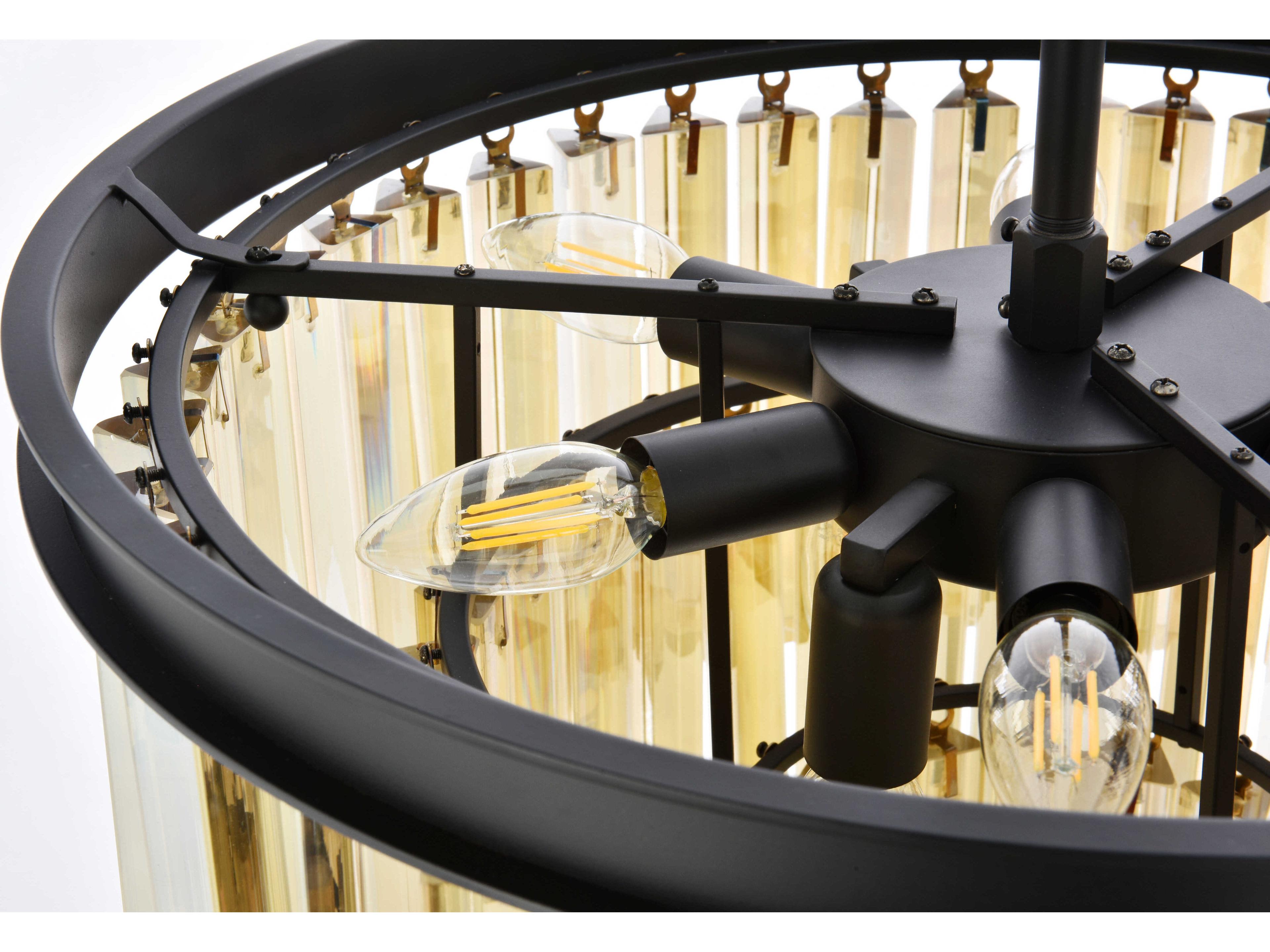 Elegant Lighting Sydney 9-Light Matte Black Gold Crystal Pendant