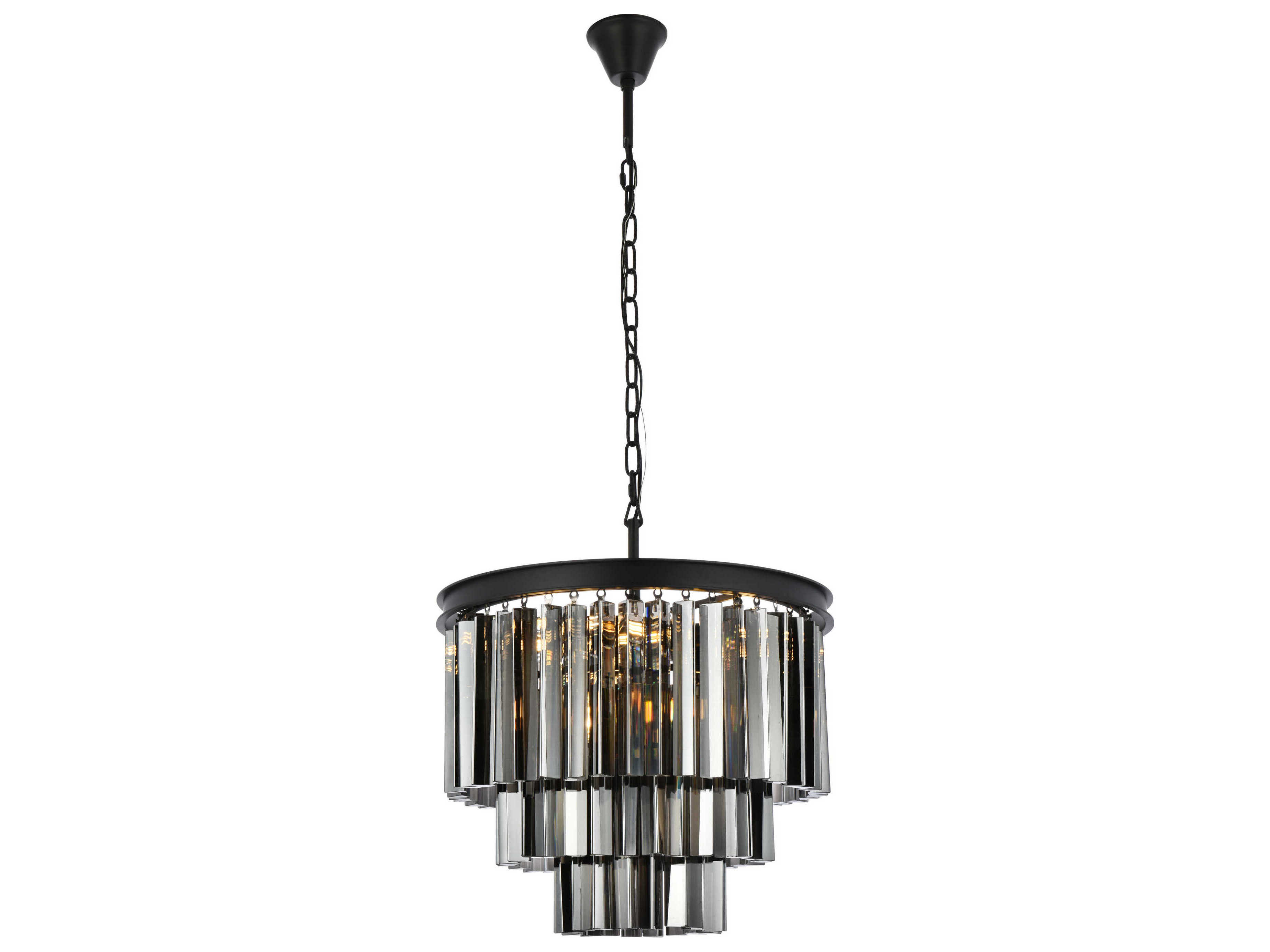 Elegant Lighting Sydney 9-Light Matte Black Silver Crystal Pendant