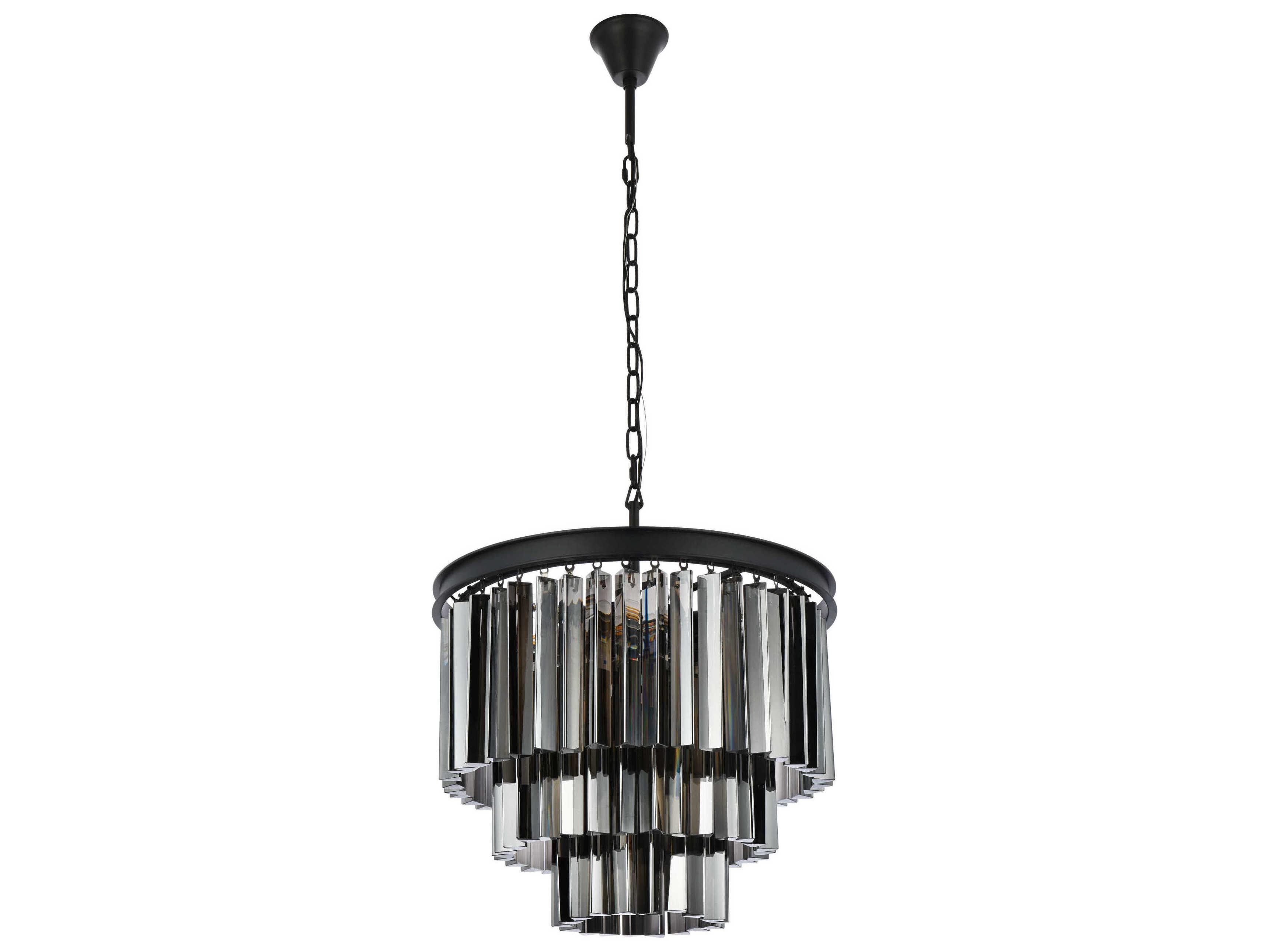 Elegant Lighting Sydney 9-Light Matte Black Silver Crystal Pendant
