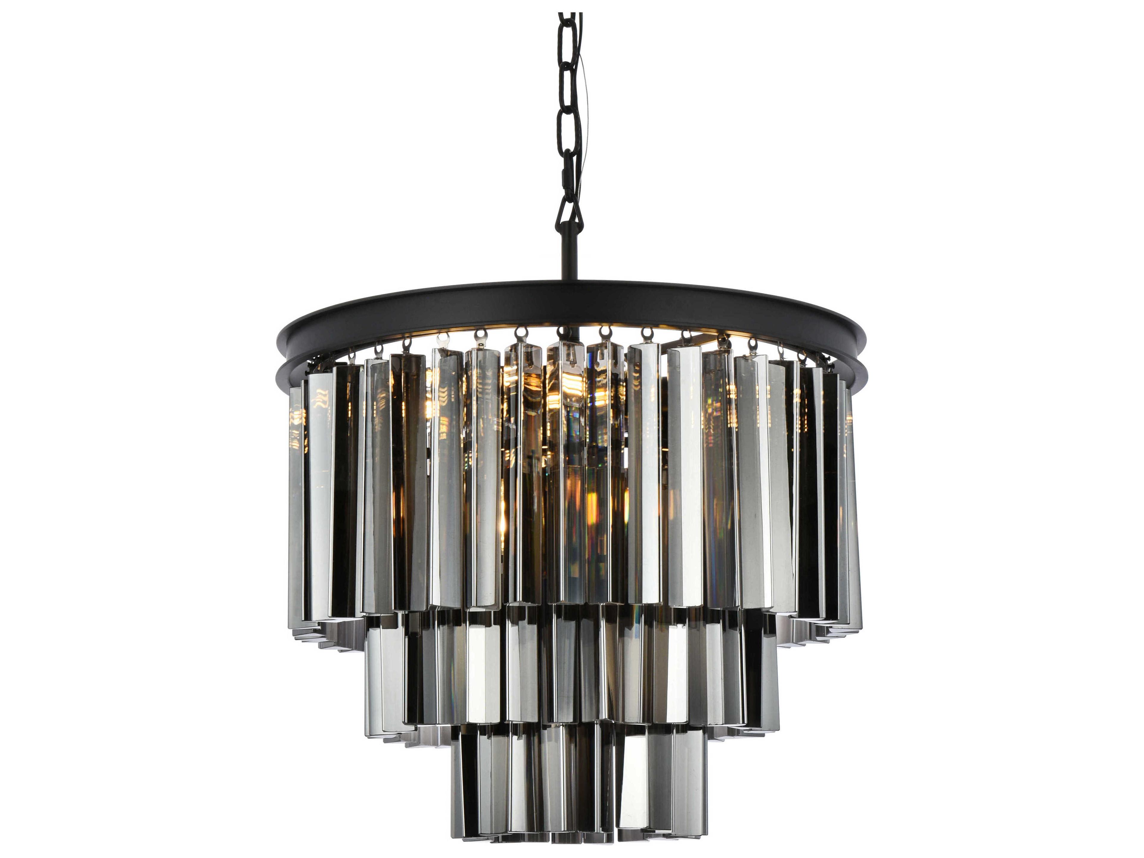 Elegant Lighting Sydney 9-Light Matte Black Silver Crystal Pendant