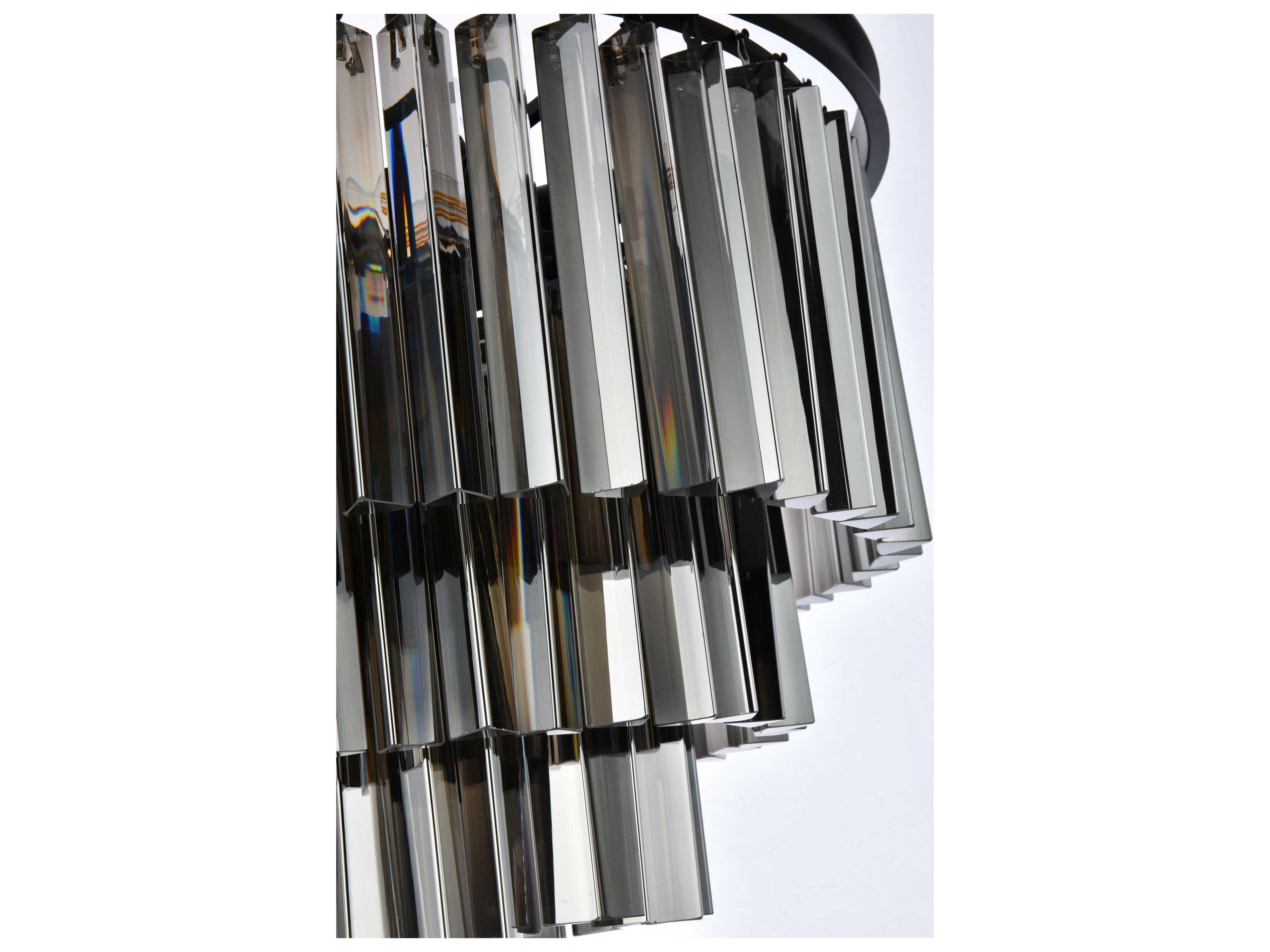 Elegant Lighting Sydney 9-Light Matte Black Silver Crystal Pendant