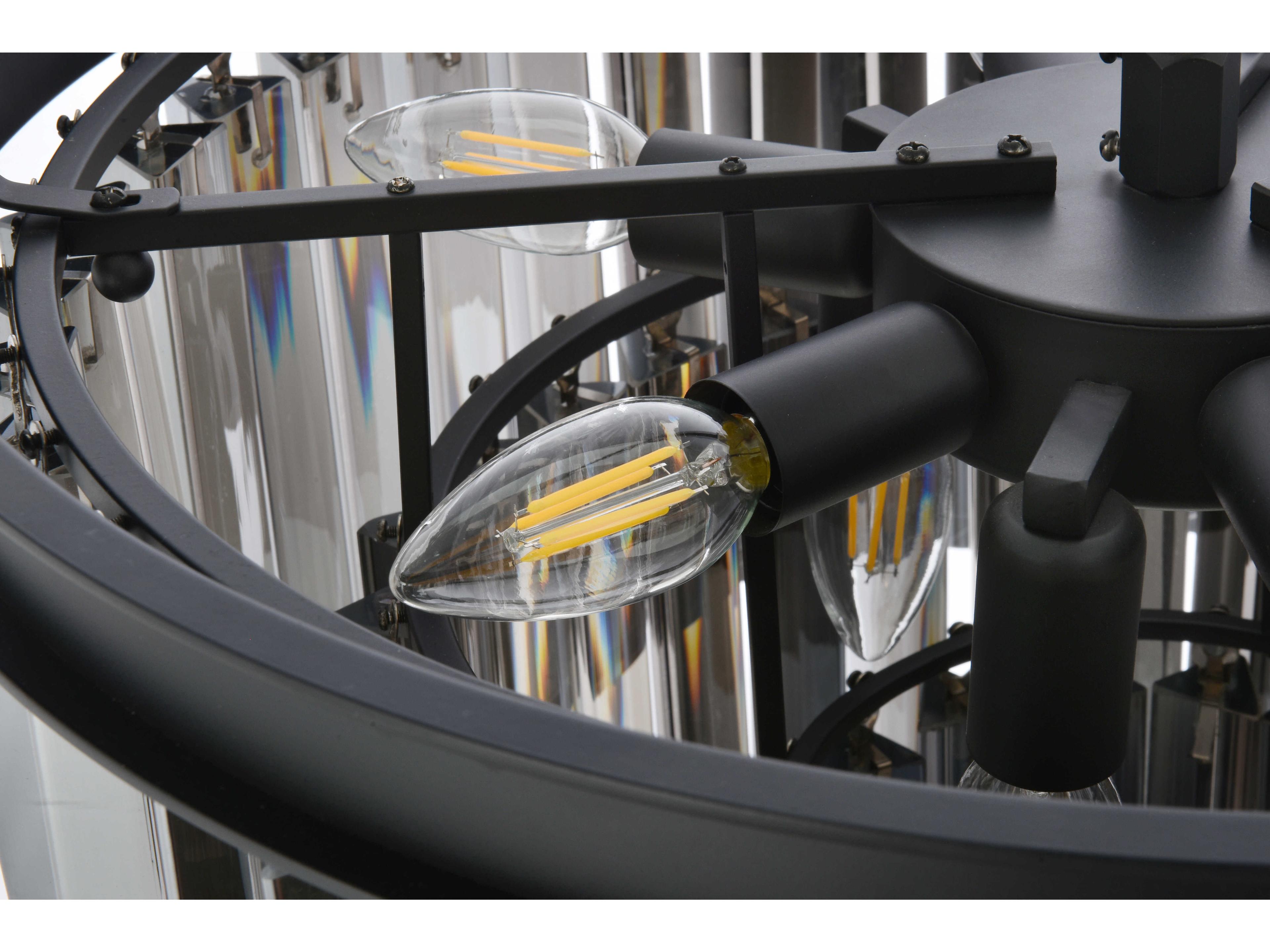 Elegant Lighting Sydney 9-Light Matte Black Silver Crystal Pendant