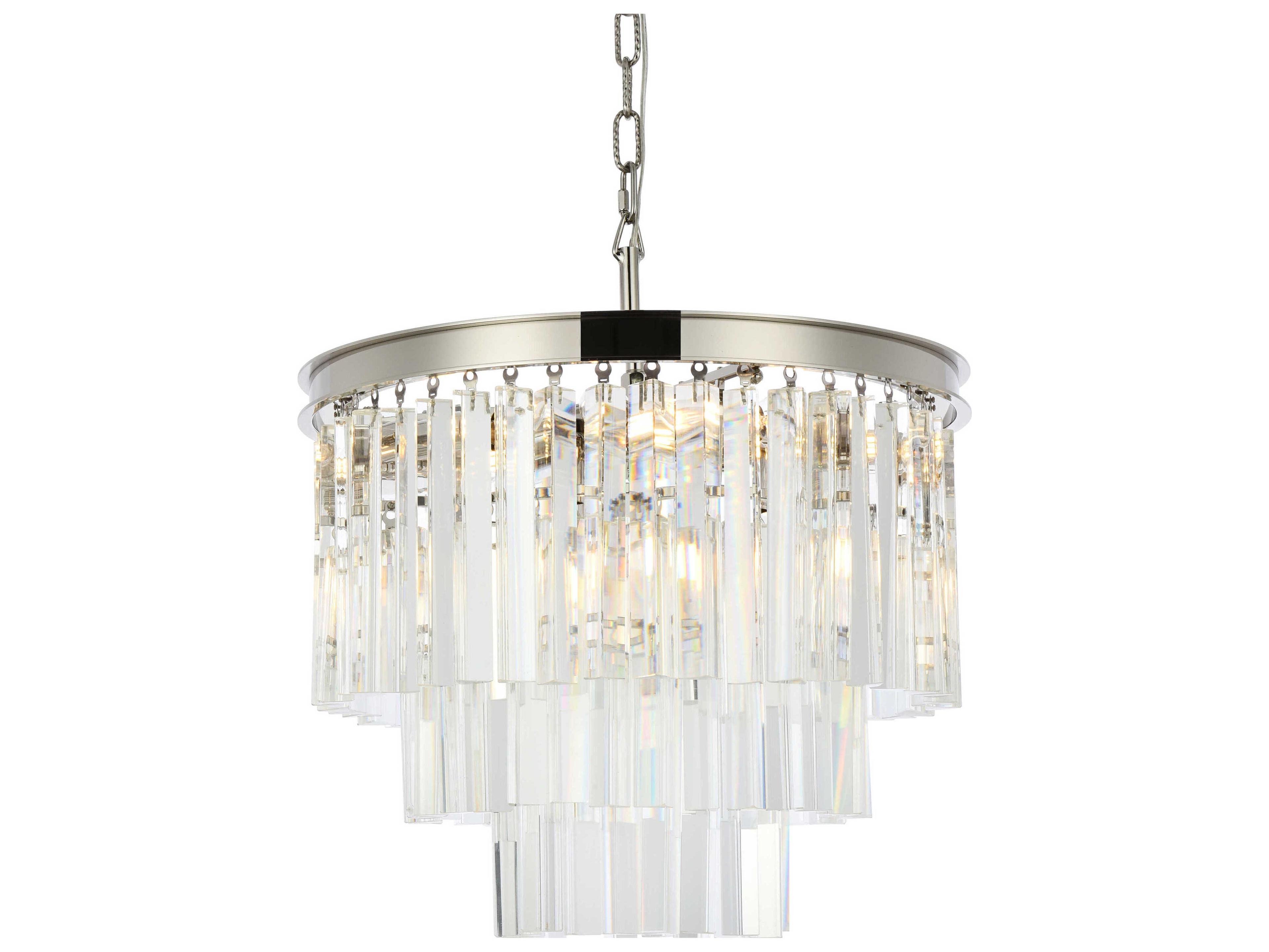 Elegant Lighting Sydney 9-Light Polished Nickel Clear Crystal Pendant