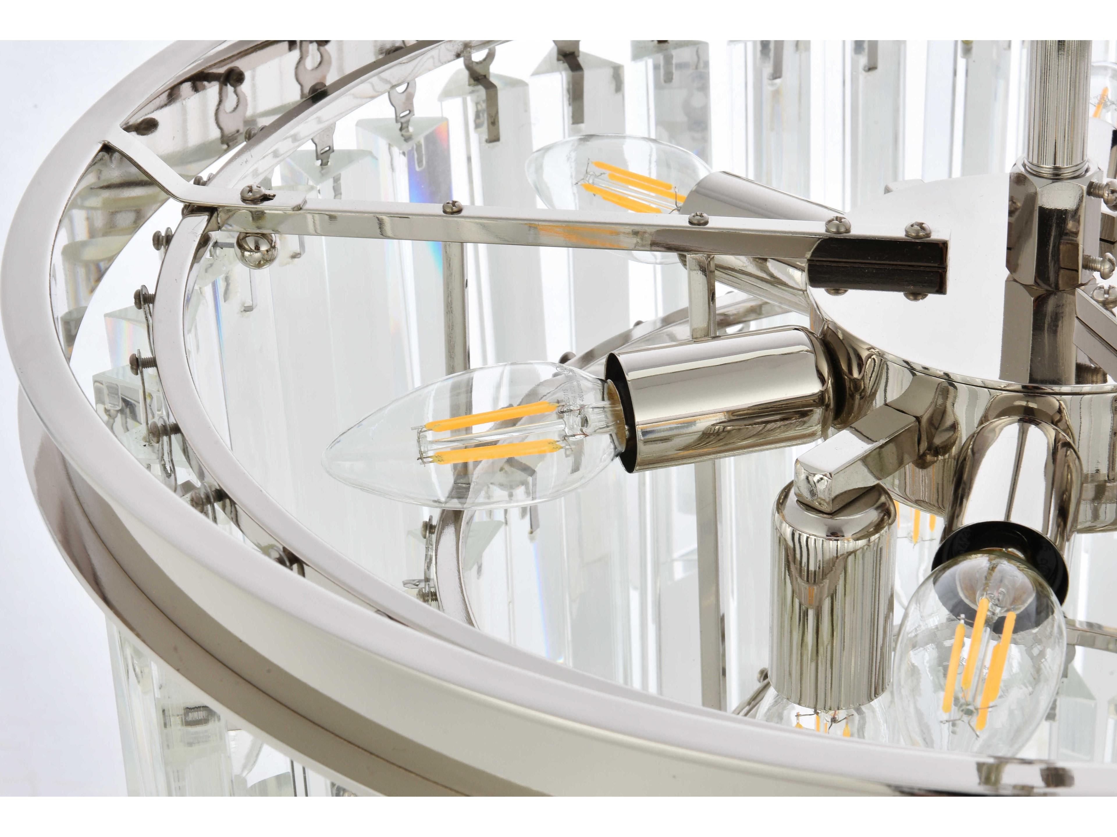 Elegant Lighting Sydney 9-Light Polished Nickel Clear Crystal Pendant