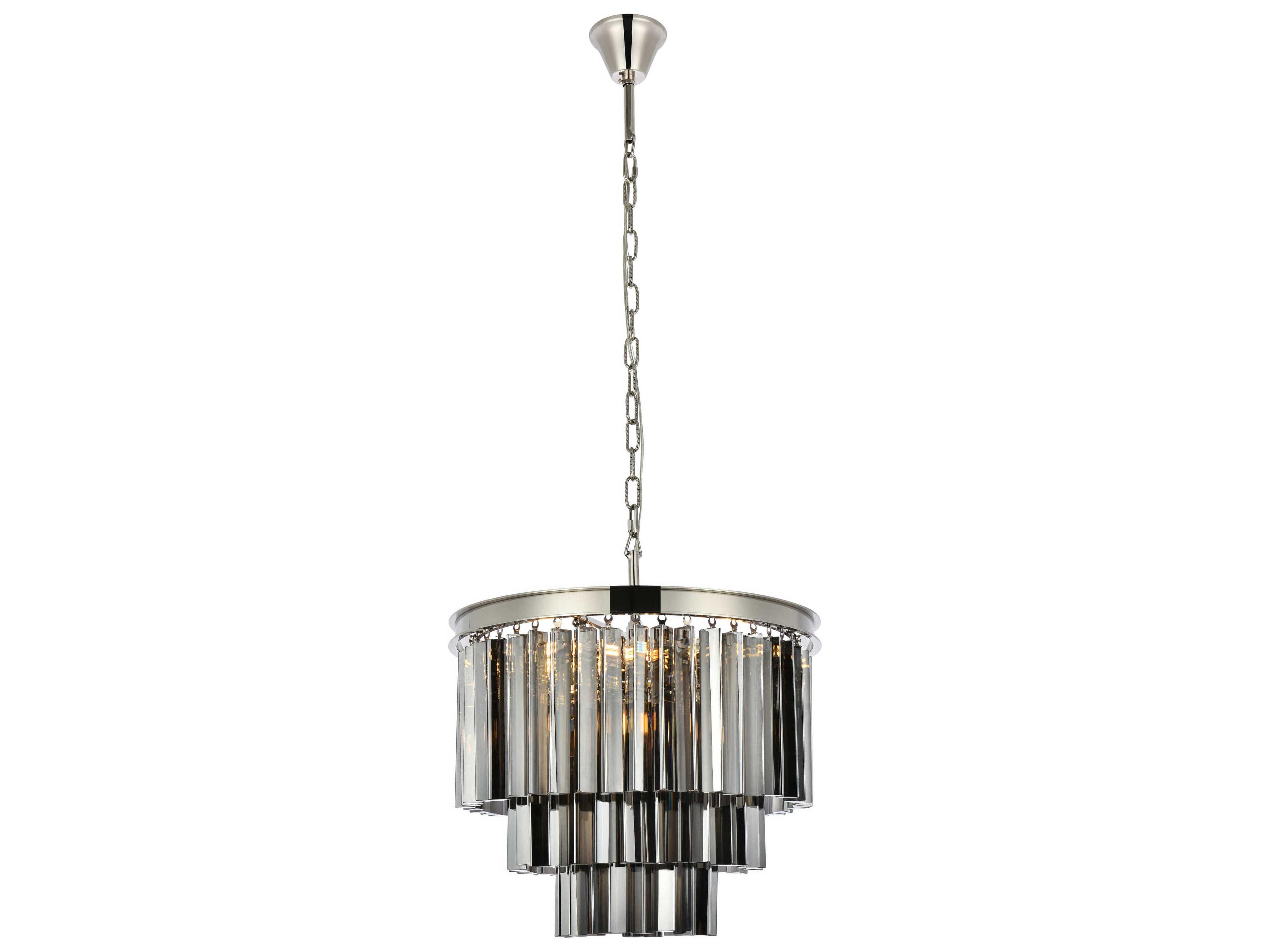 Elegant Lighting Sydney 9-Light Polished Nickel Silver Crystal Tiered Pendant