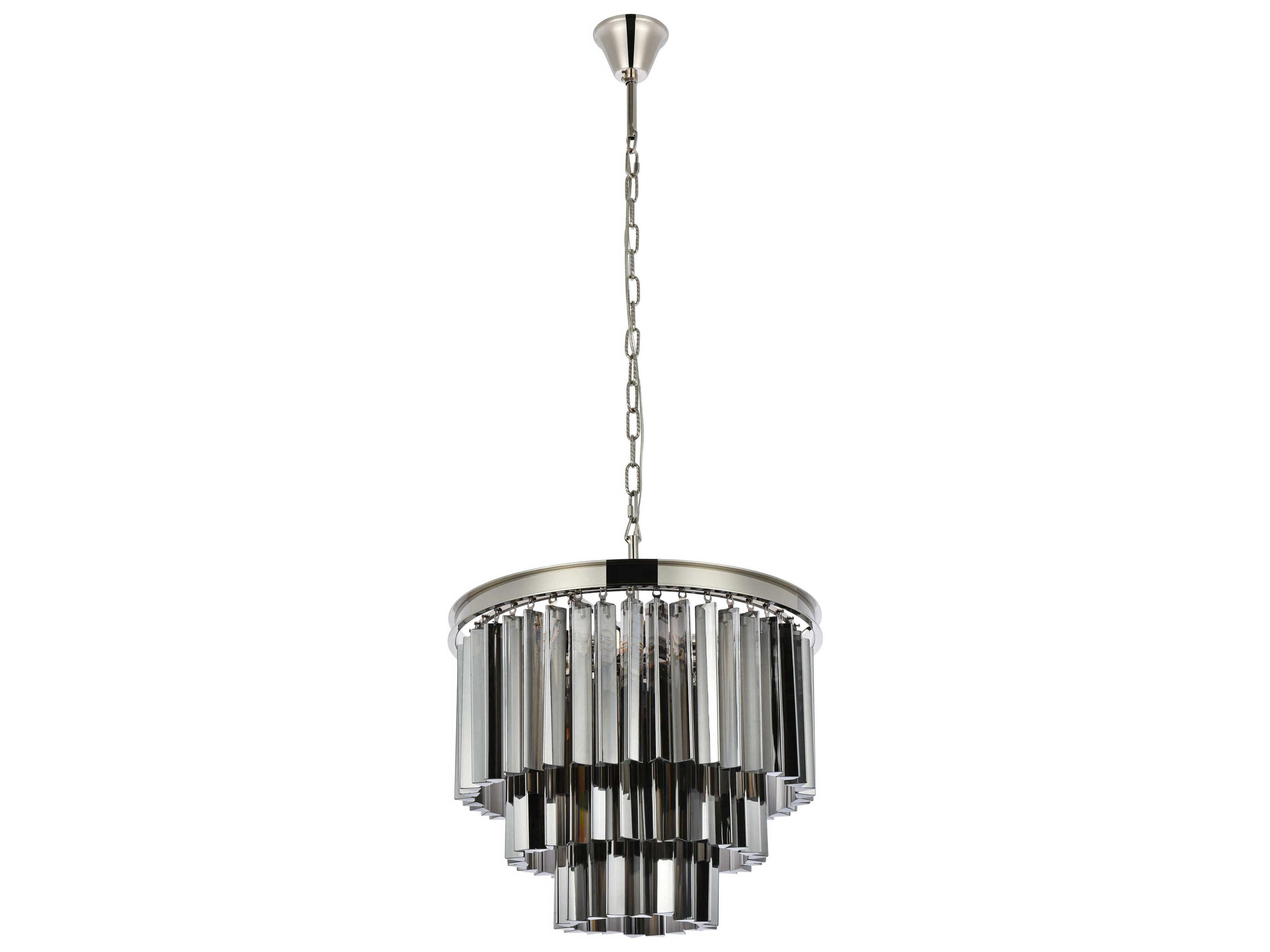 Elegant Lighting Sydney 9-Light Polished Nickel Silver Crystal Tiered Pendant