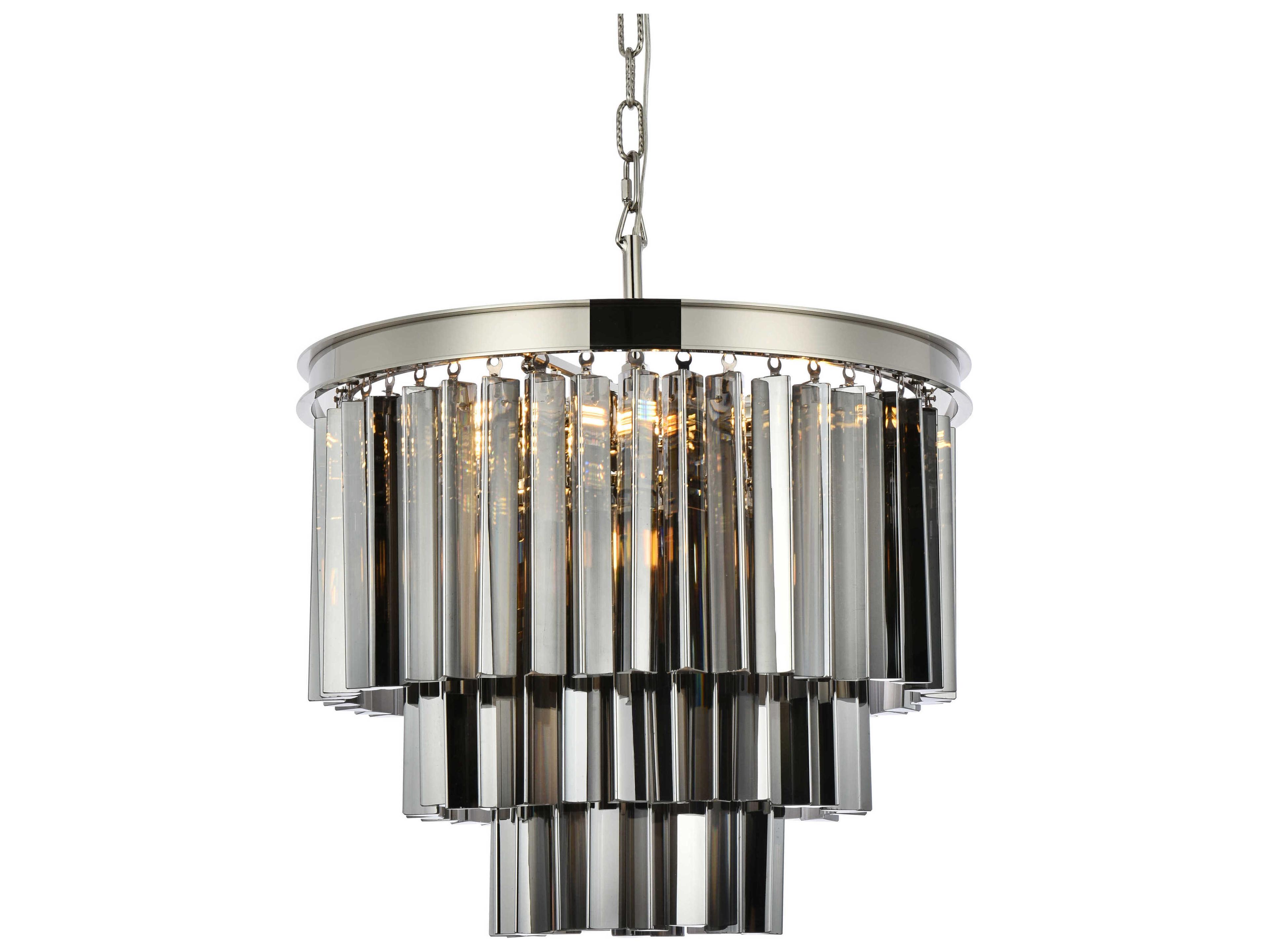 Elegant Lighting Sydney 9-Light Polished Nickel Silver Crystal Tiered Pendant