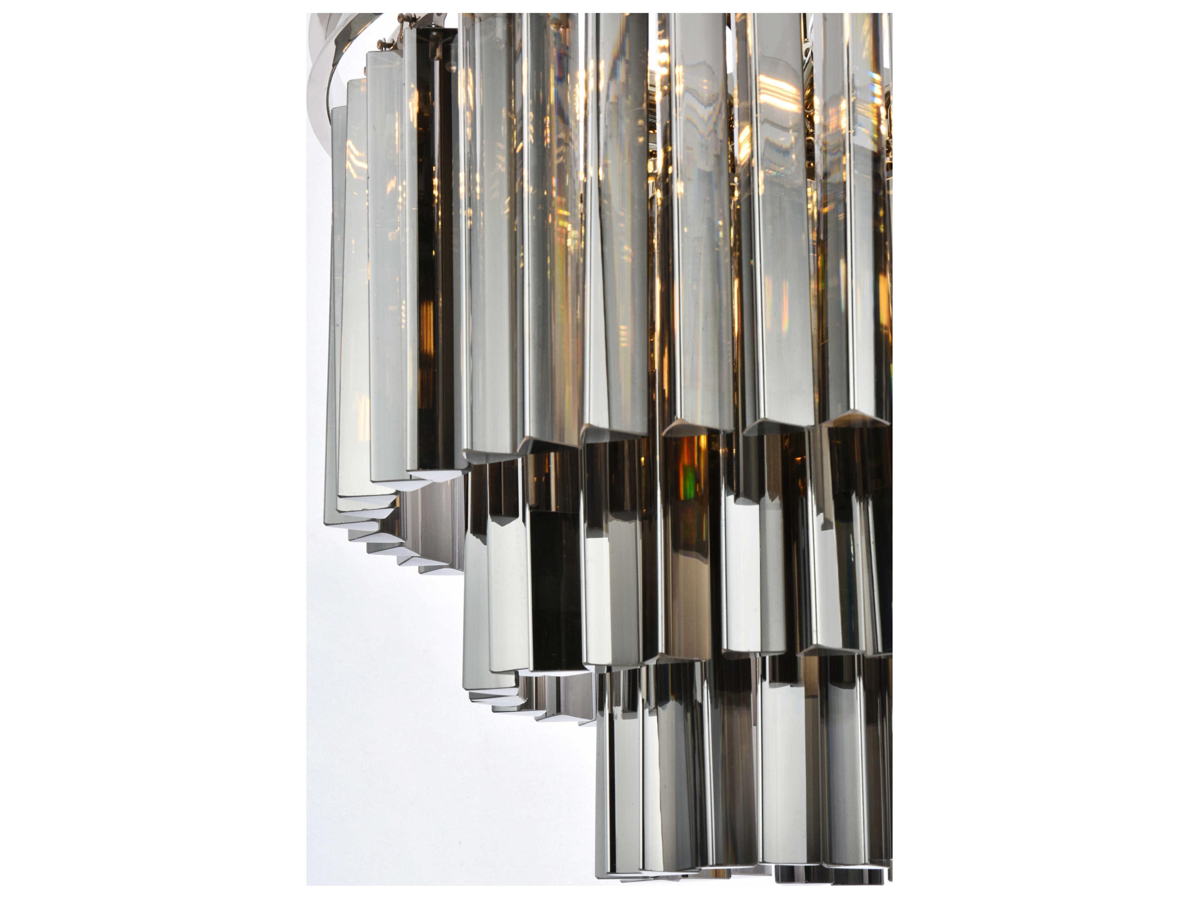 Elegant Lighting Sydney 9-Light Polished Nickel Silver Crystal Tiered Pendant