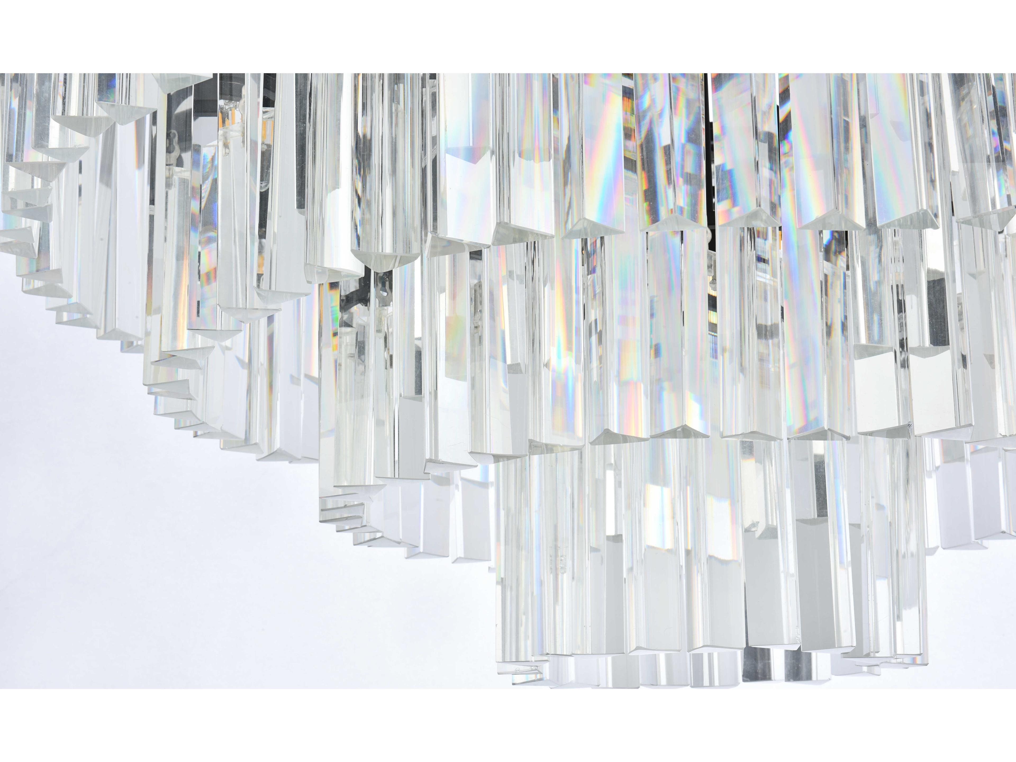 Elegant Lighting Sydney 17-Light Matte Black Clear Crystal Tiered Pendant