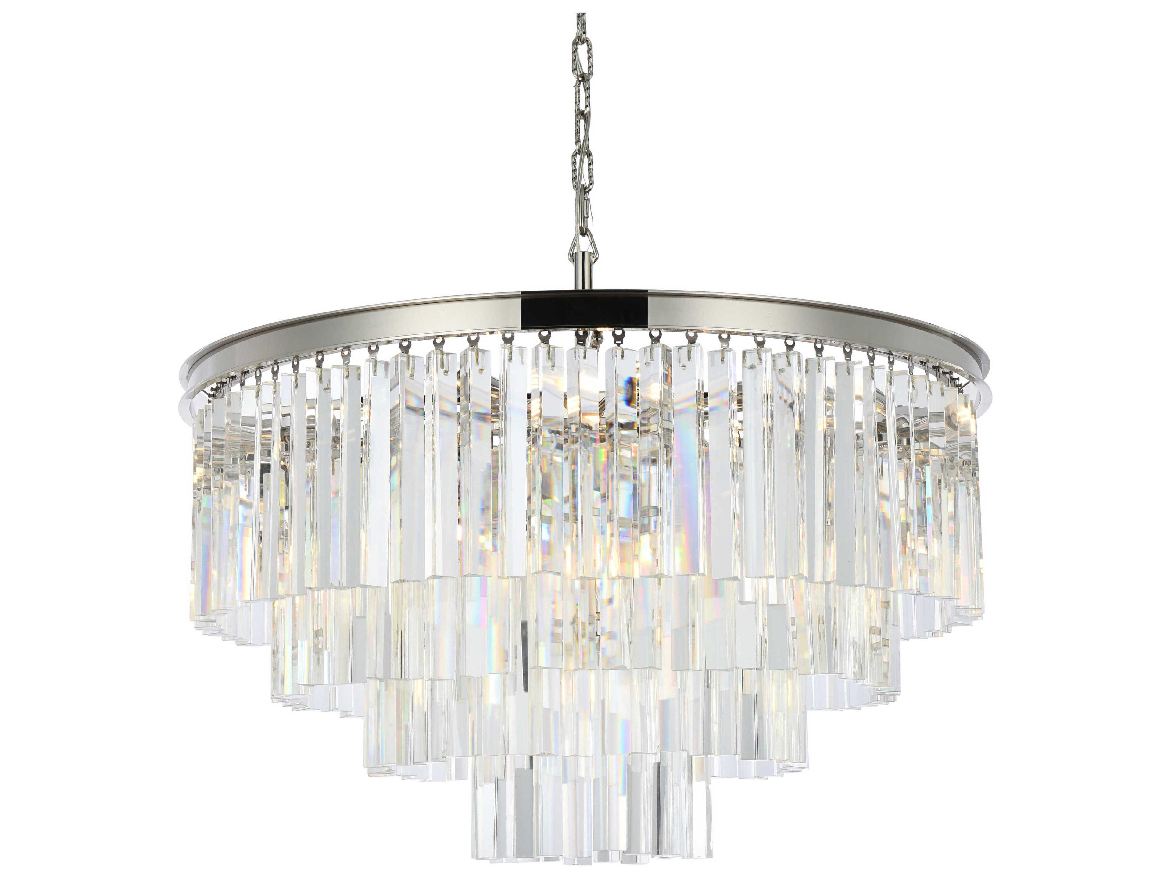 Elegant Lighting Sydney 17-Light Polished Nickel Clear Crystal Tiered Pendant