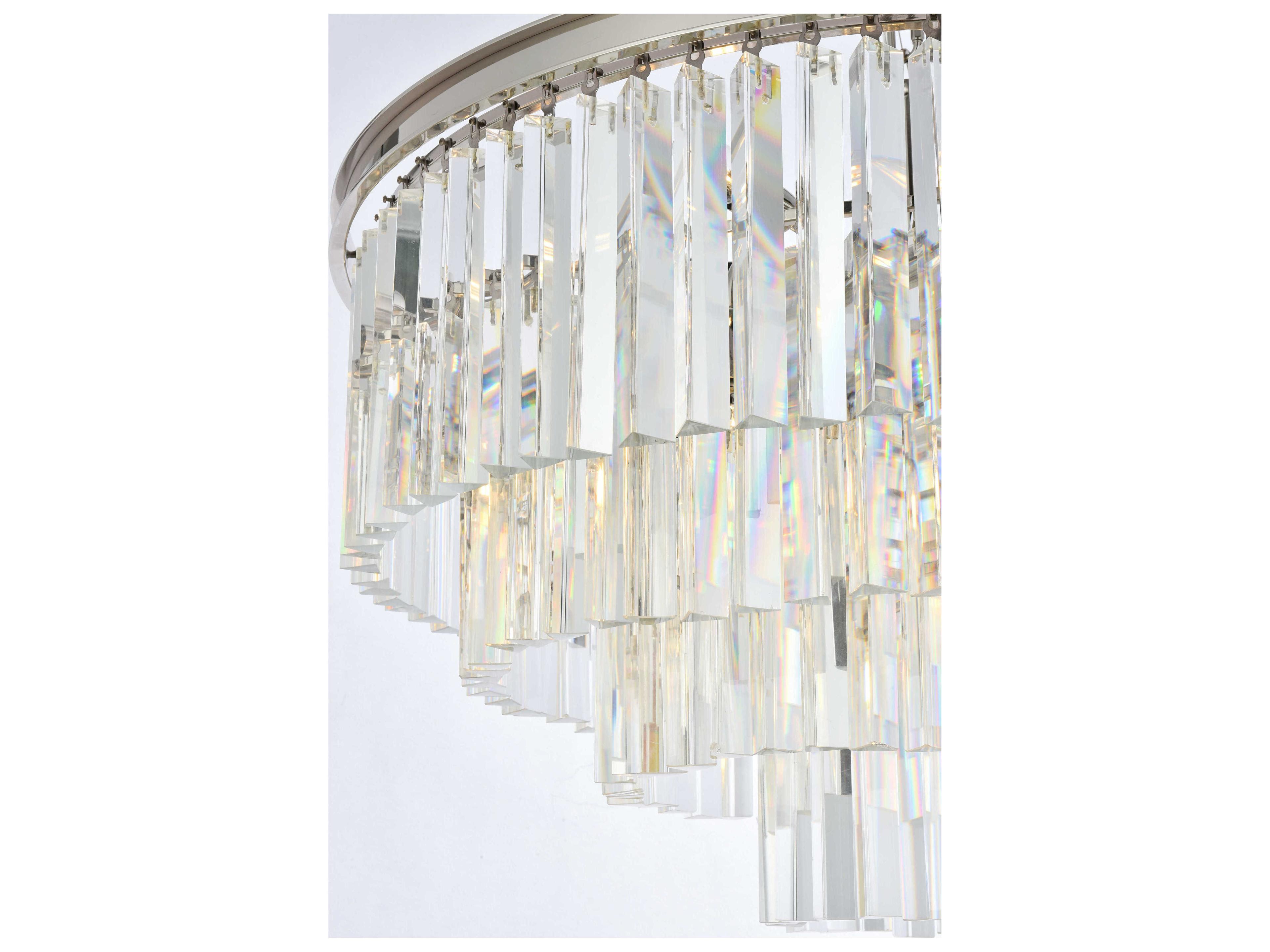 Elegant Lighting Sydney 17-Light Polished Nickel Clear Crystal Tiered Pendant