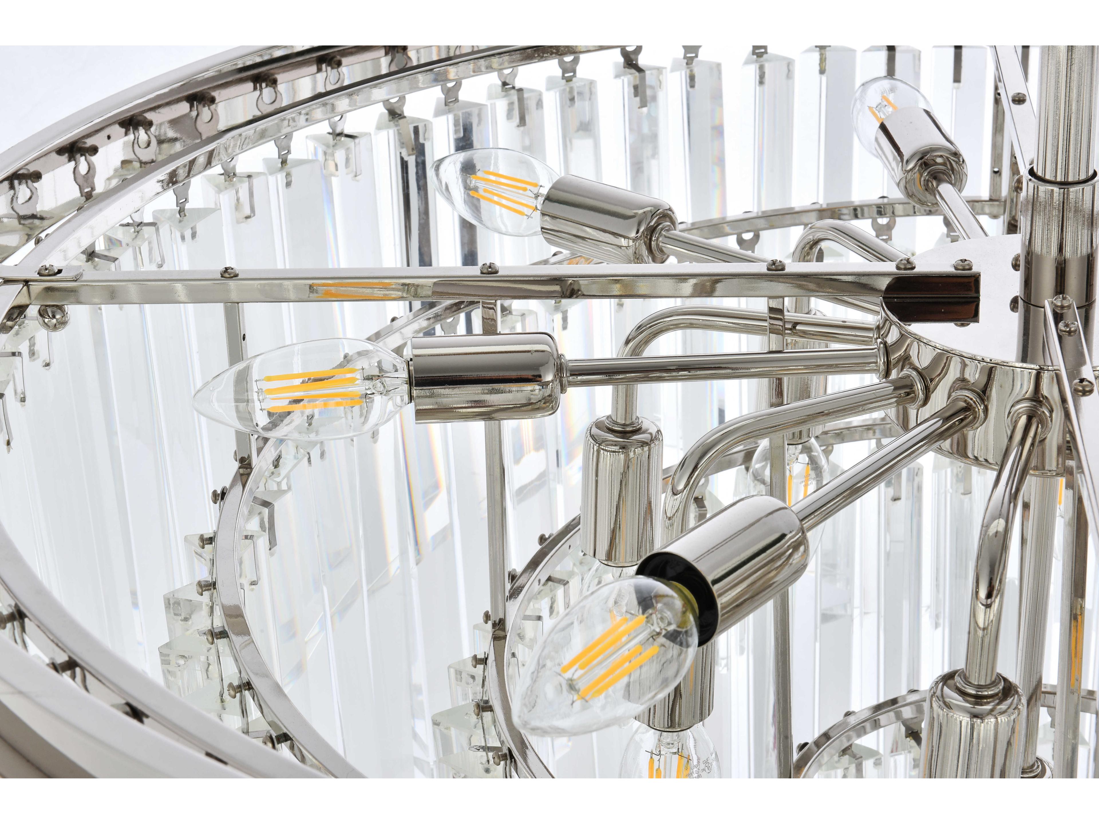 Elegant Lighting Sydney 17-Light Polished Nickel Clear Crystal Tiered Pendant