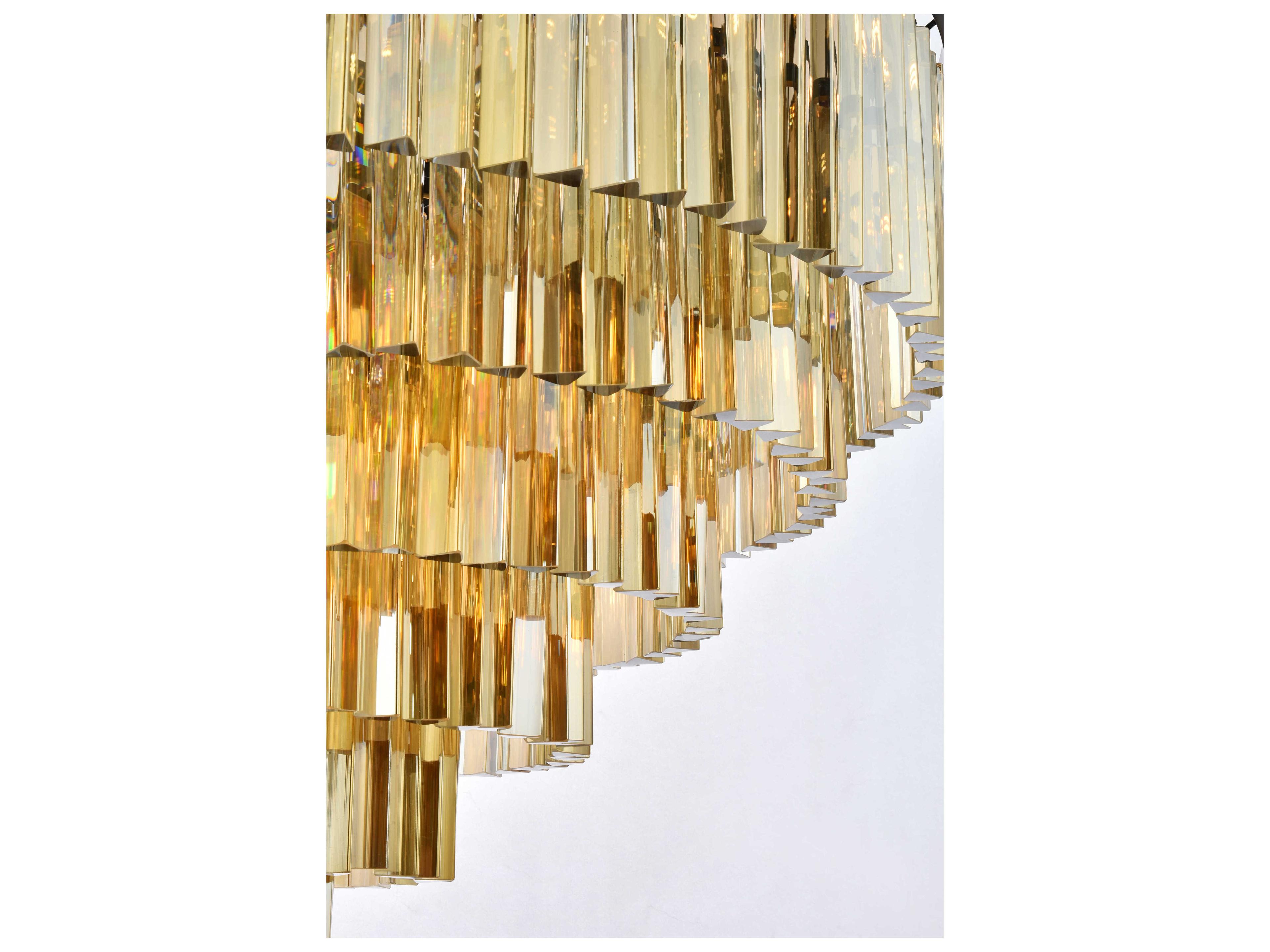 Elegant Lighting Sydney 33-Light Matte Black Gold Crystal Tiered Pendant